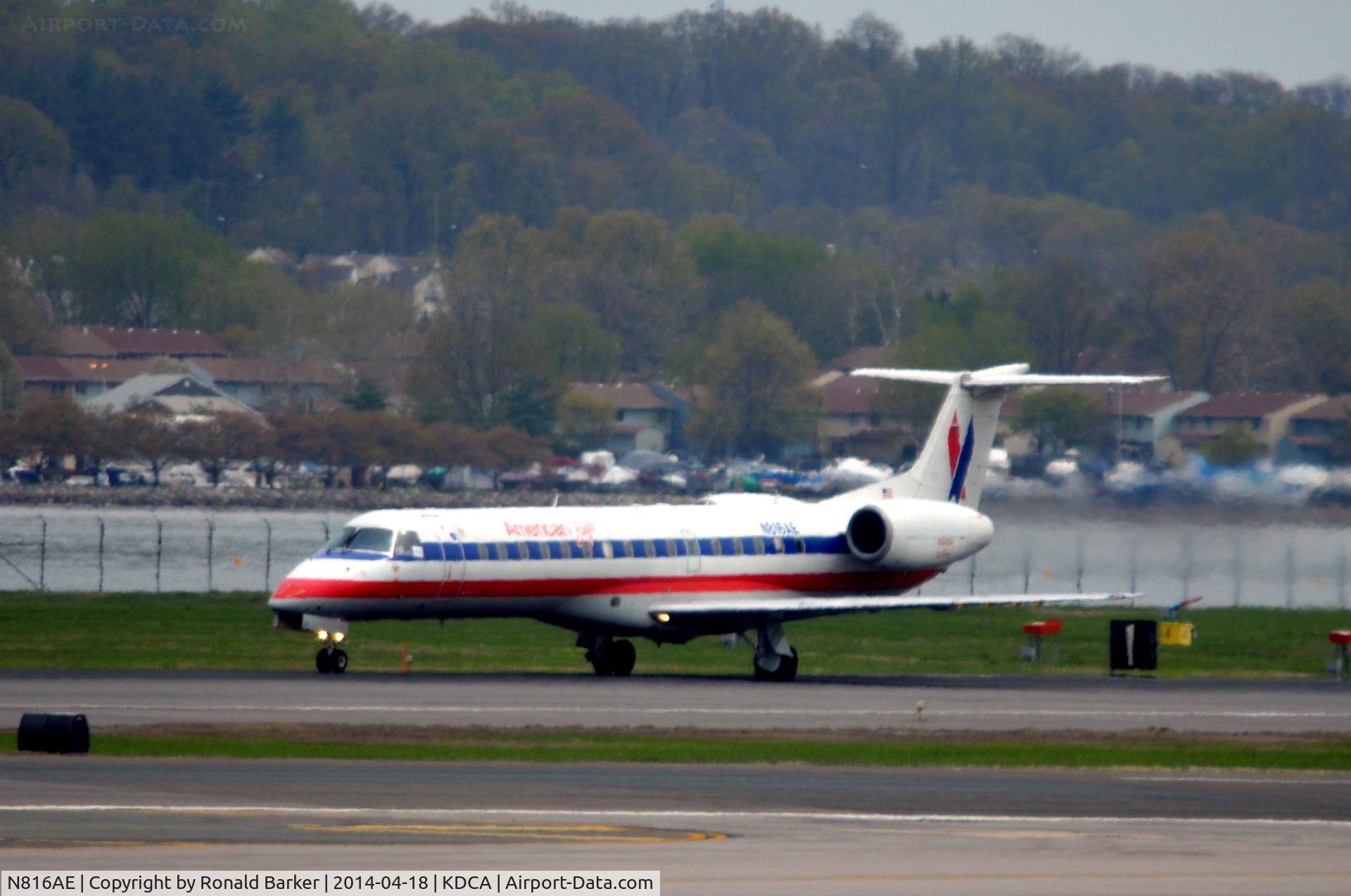 N816AE, 2002 Embraer ERJ-140LR (EMB-135KL) C/N 145552, Takeoff Reagan