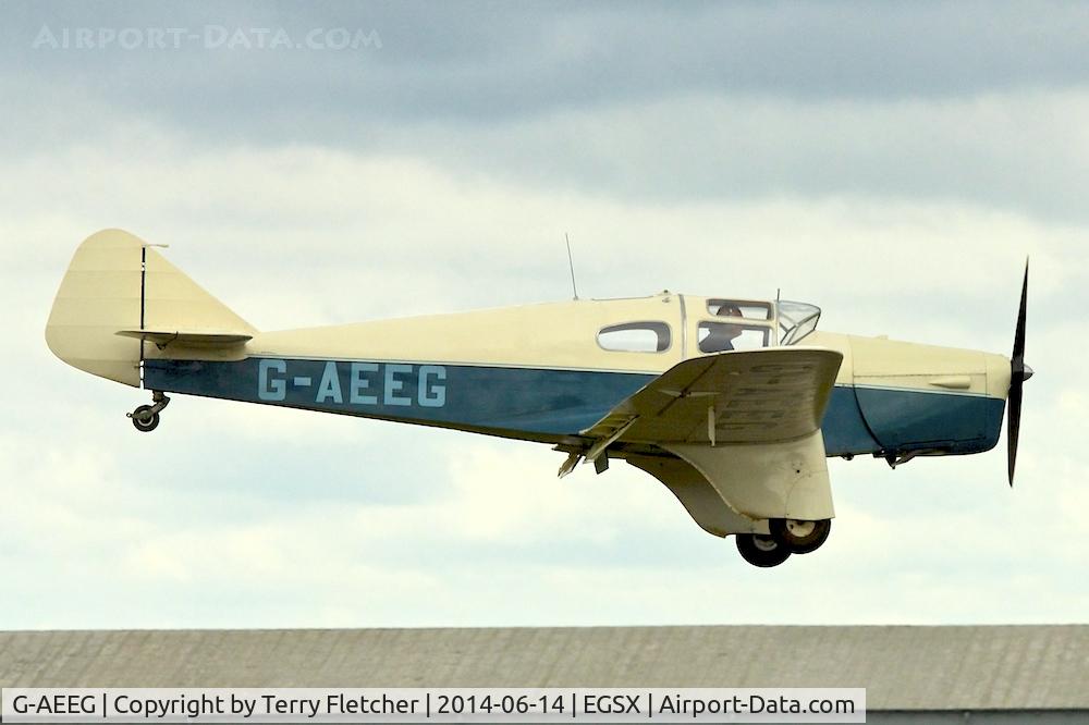 G-AEEG, 1936 Miles M-3A Falcon Major C/N 216, Attending the 2014 June Air Britain Fly-In at North Weald