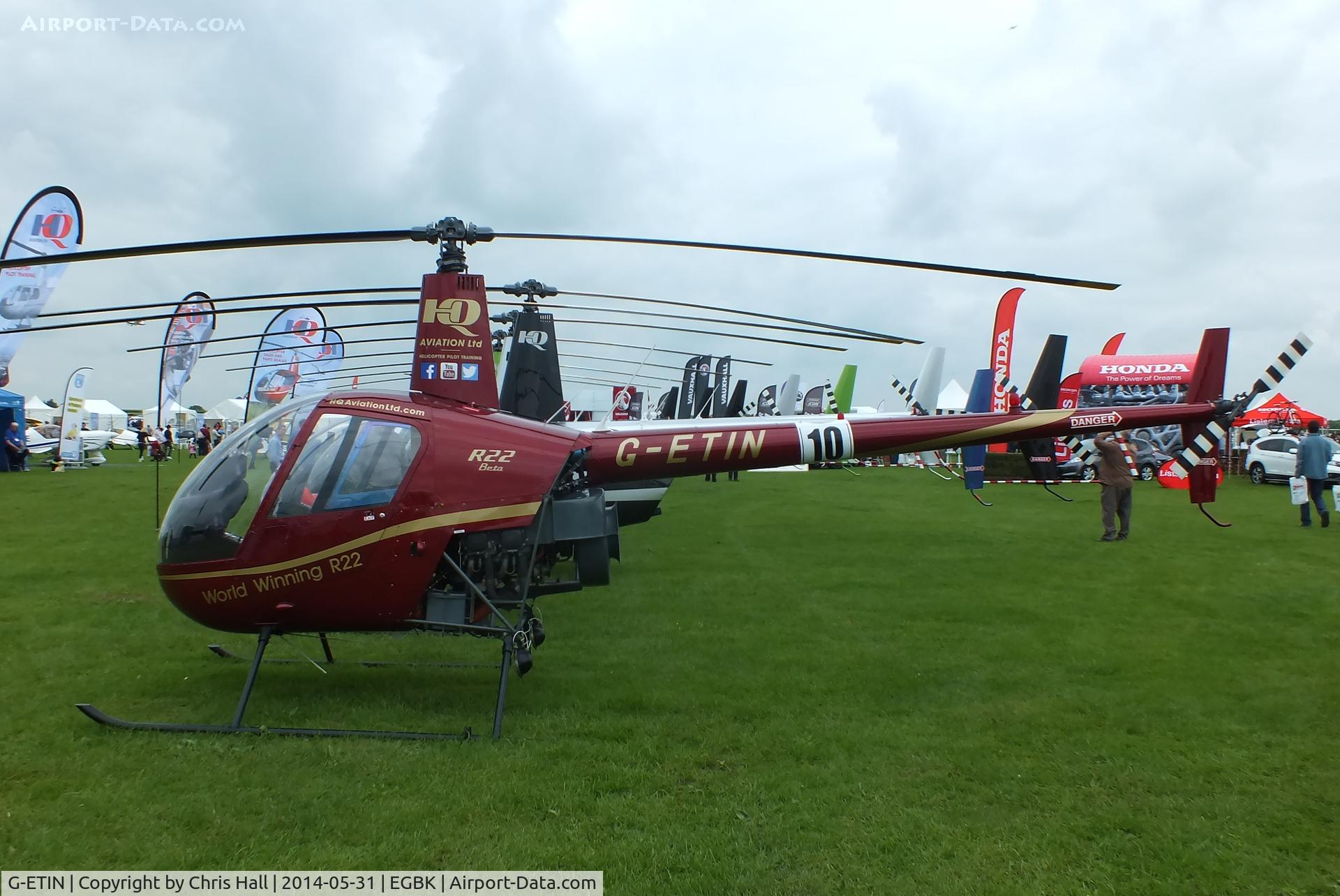 G-ETIN, 1988 Robinson R22 Beta C/N 0853, at AeroExpo 2014