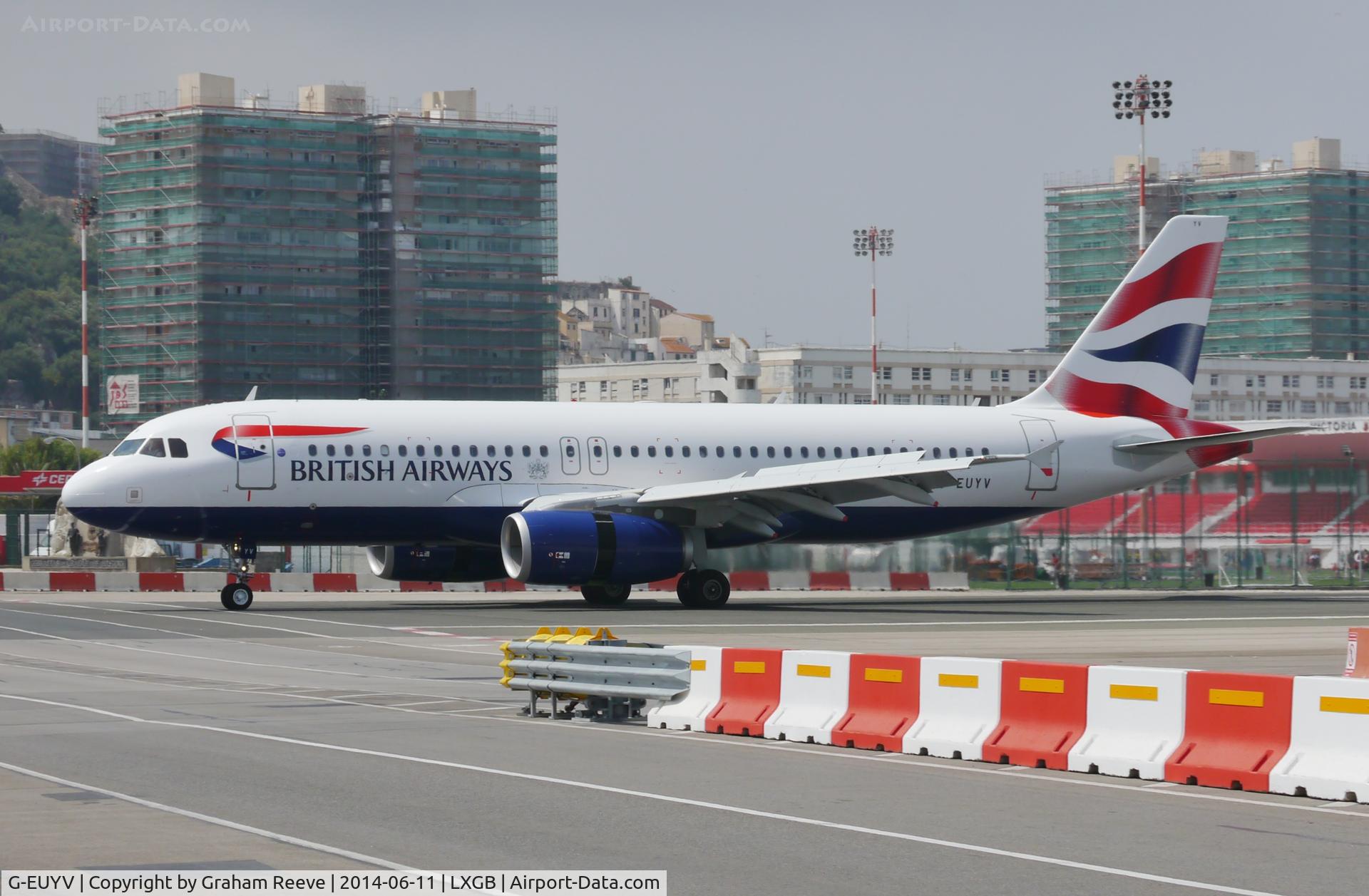 G-EUYV, 2014 Airbus A320-232 C/N 6091, Just landed.