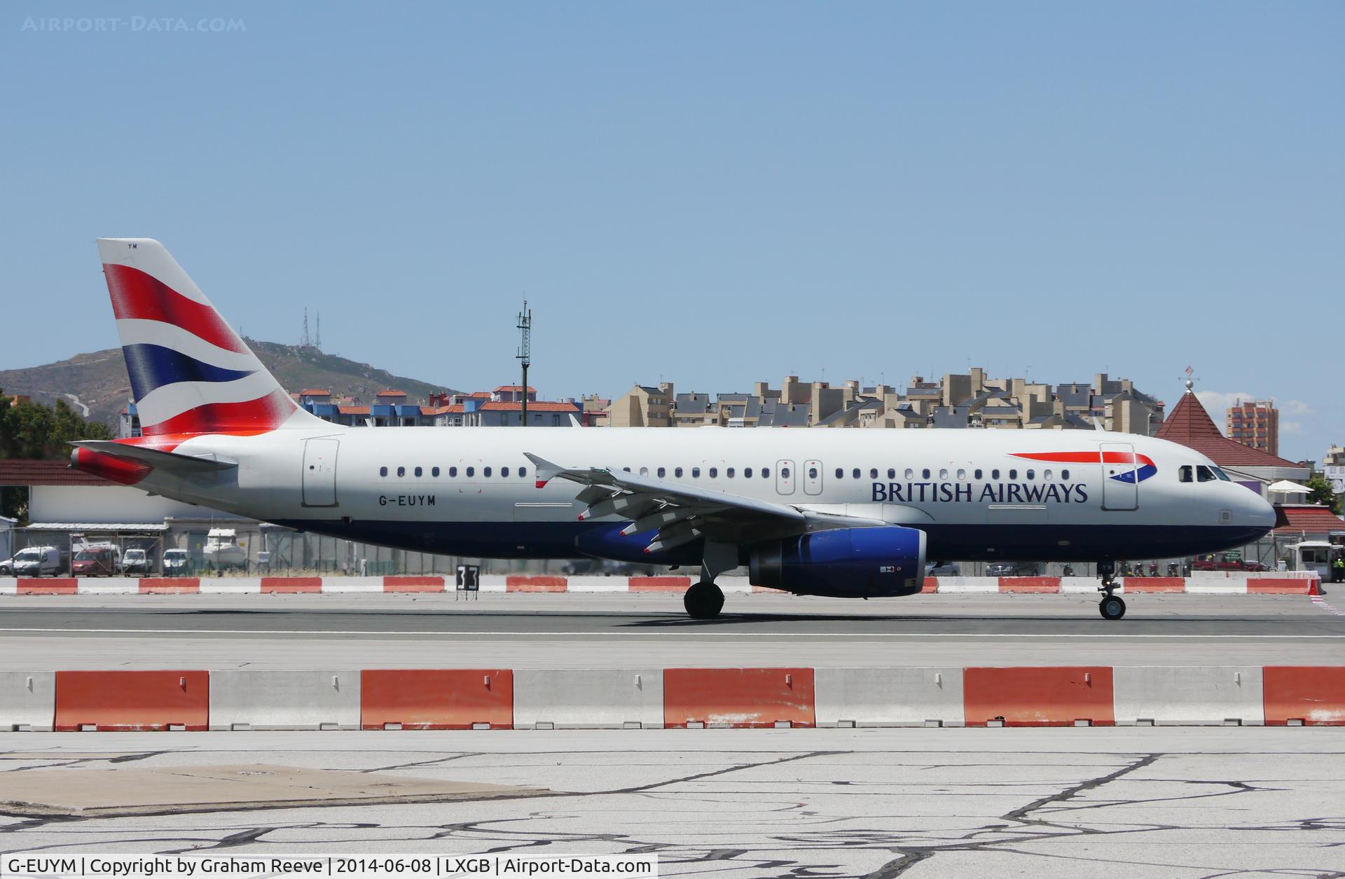 G-EUYM, 2011 Airbus A320-232 C/N 4791, About to cross the main road.