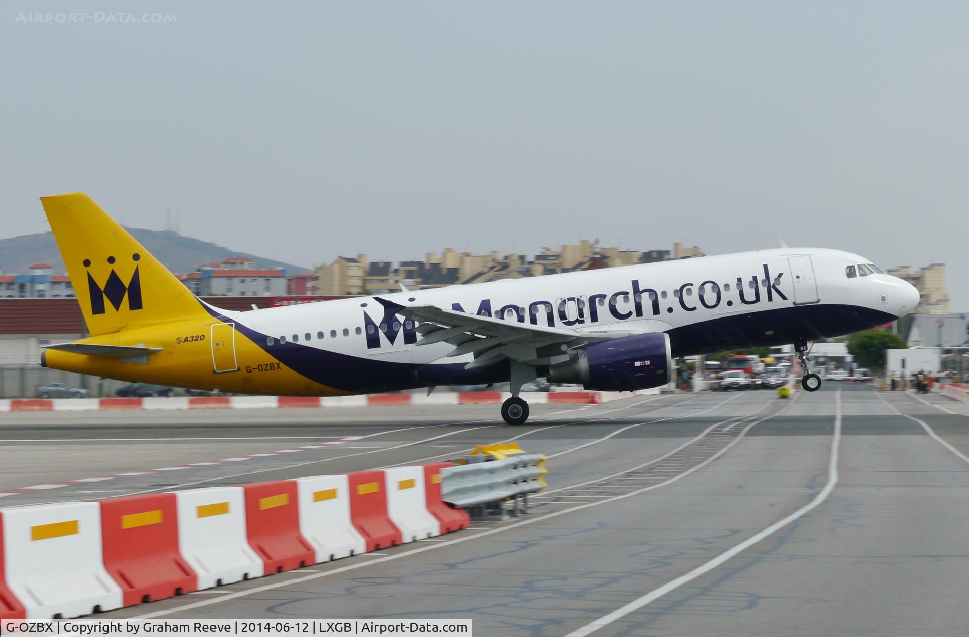 G-OZBX, 2001 Airbus A320-214 C/N 1637, Departing from Gibraltar.