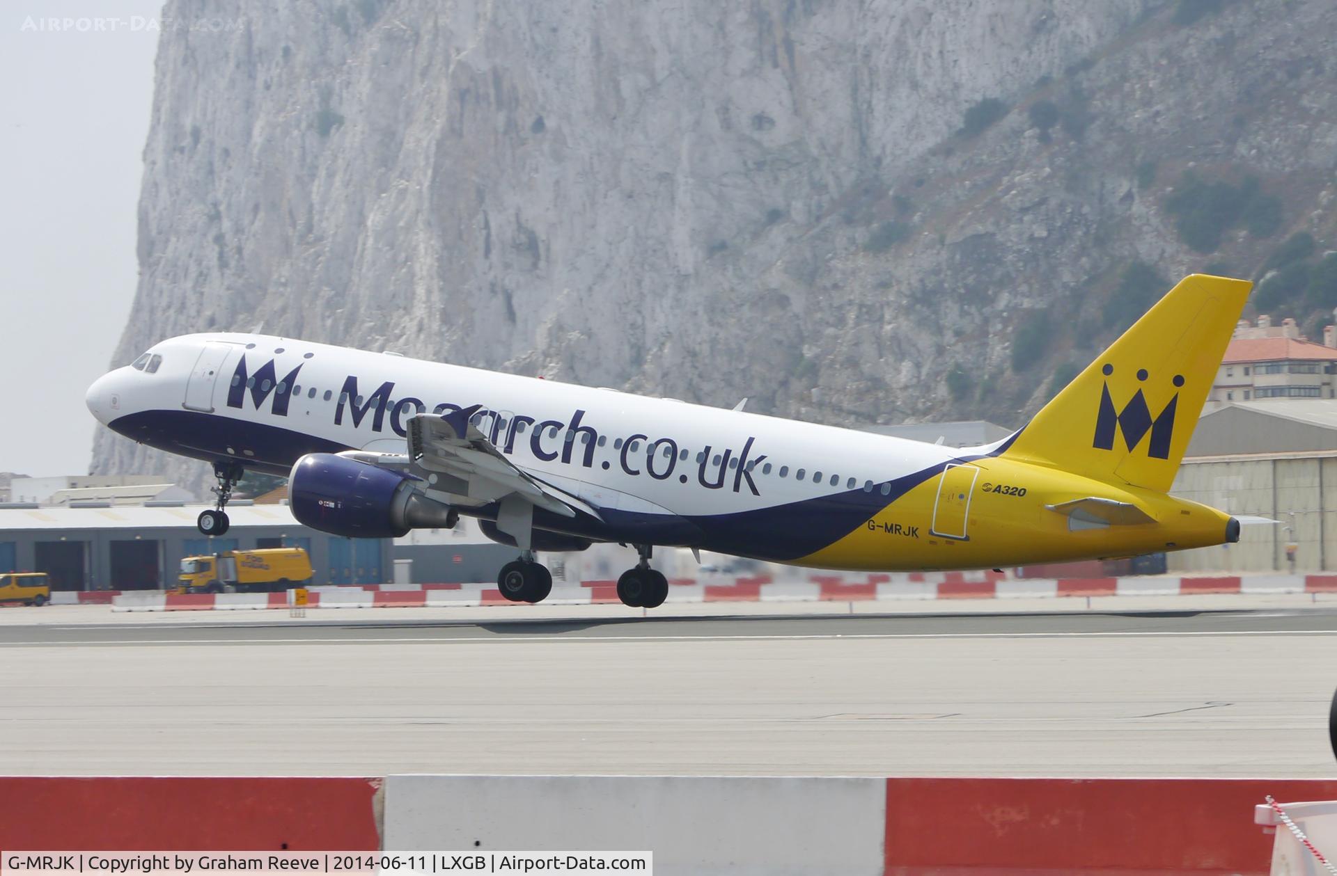G-MRJK, 1999 Airbus A320-214 C/N 1081, Departing from Gibraltar.