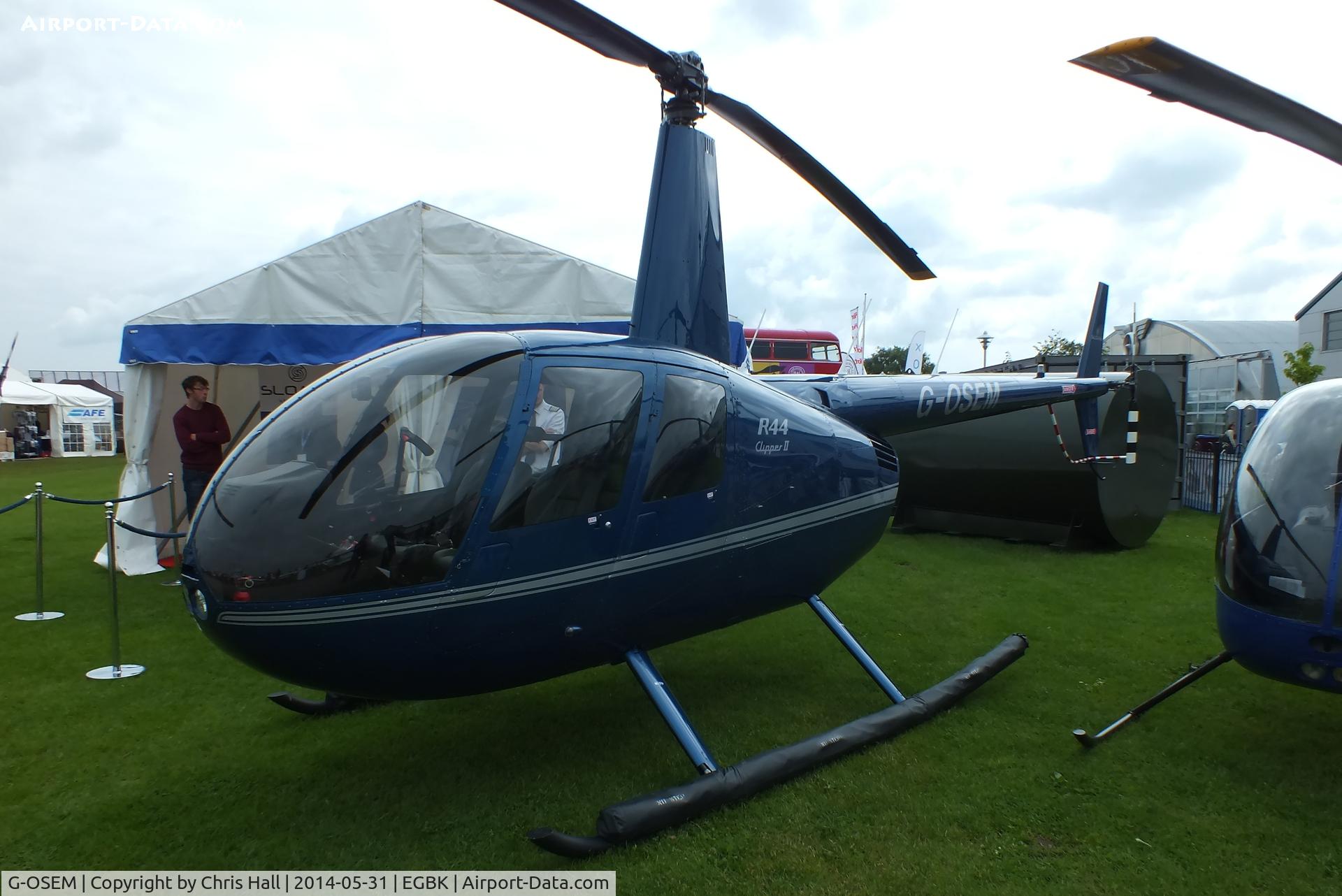 G-OSEM, 2014 Robinson R44 Clipper II C/N 13665, at AeroExpo 2014