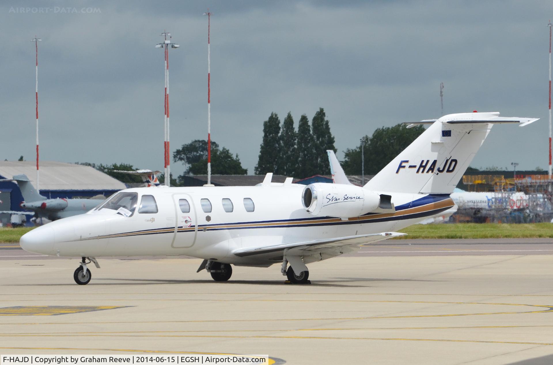 F-HAJD, 2003 Cessna 525 CitationJet CJ1 C/N 525-0523, Parked at Norwich.