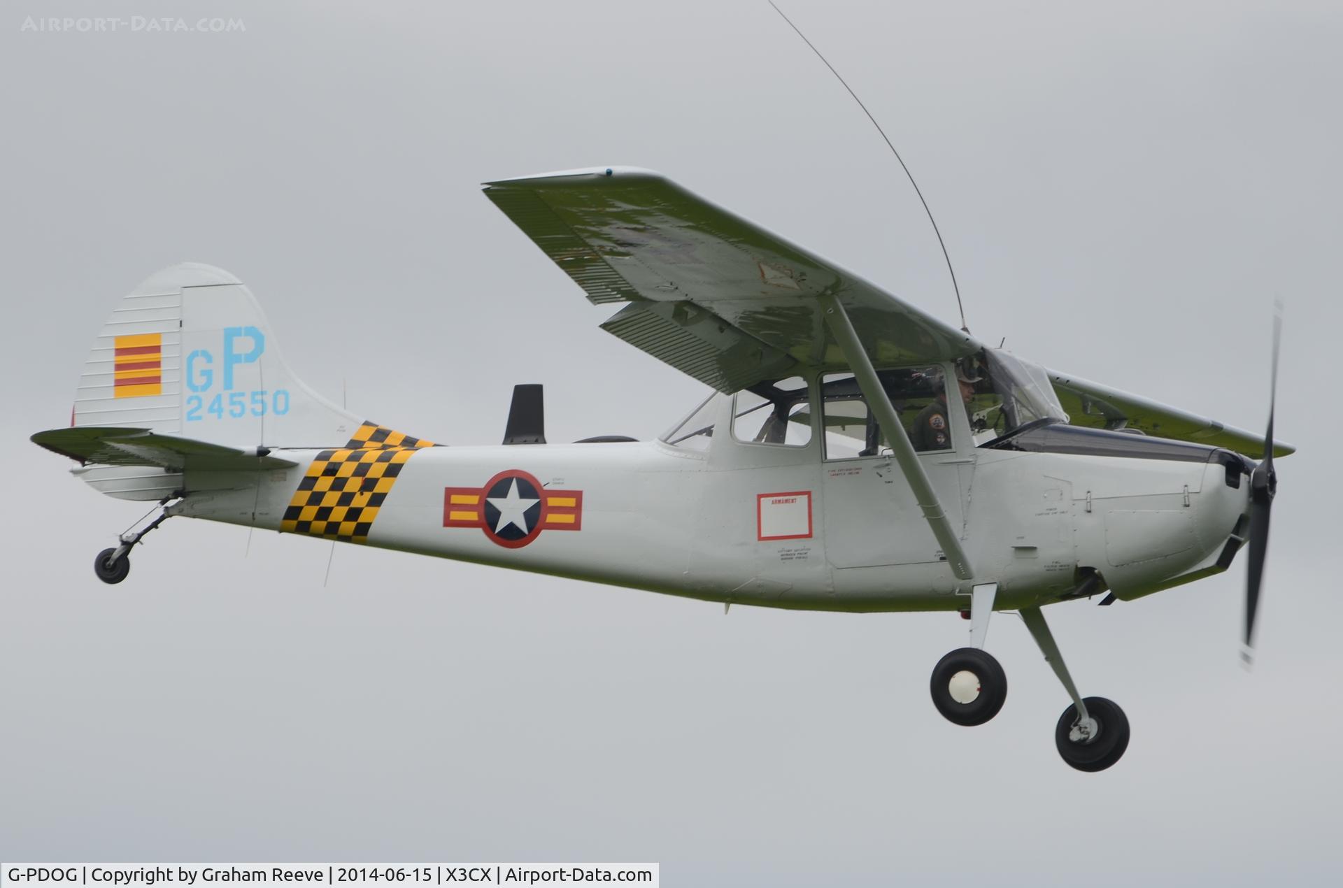 G-PDOG, 1957 Cessna 305C C/N 24550, About to land at Northrepps.