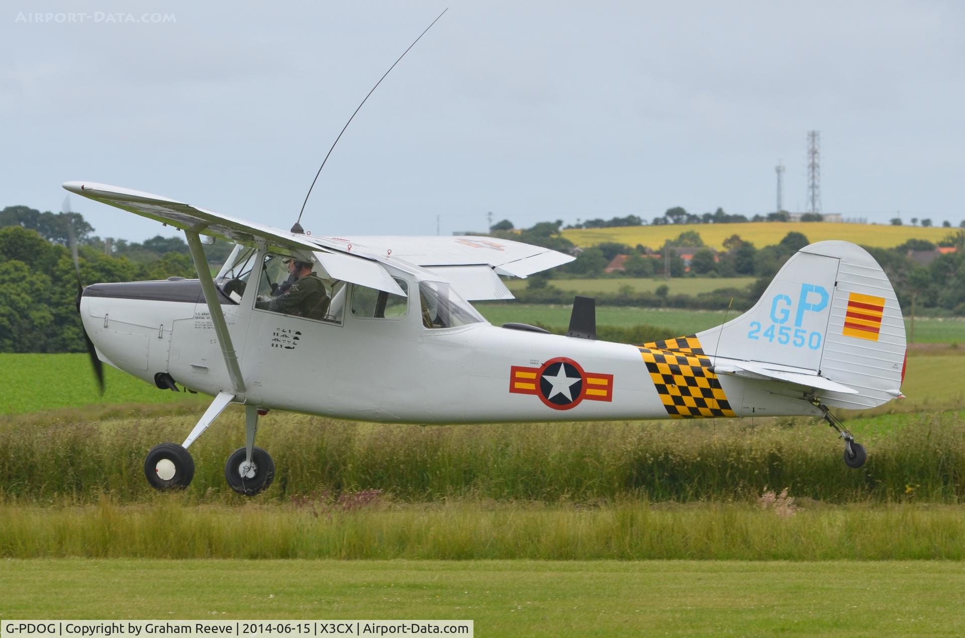 G-PDOG, 1957 Cessna 305C C/N 24550, Departing from Northrepps.