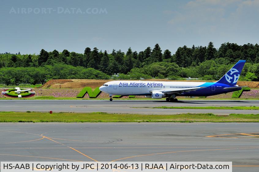 HS-AAB, 1990 Boeing 767-383/ER C/N 24846, Asia Atlantic Airlines one of two B-767/300, landing at Narita