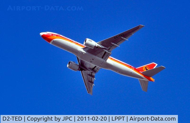 D2-TED, 2006 Boeing 777-2M2/ER C/N 34565/581, This plane has the nasty habit of loosing parts over Lisbon... 
They were banned in all EU