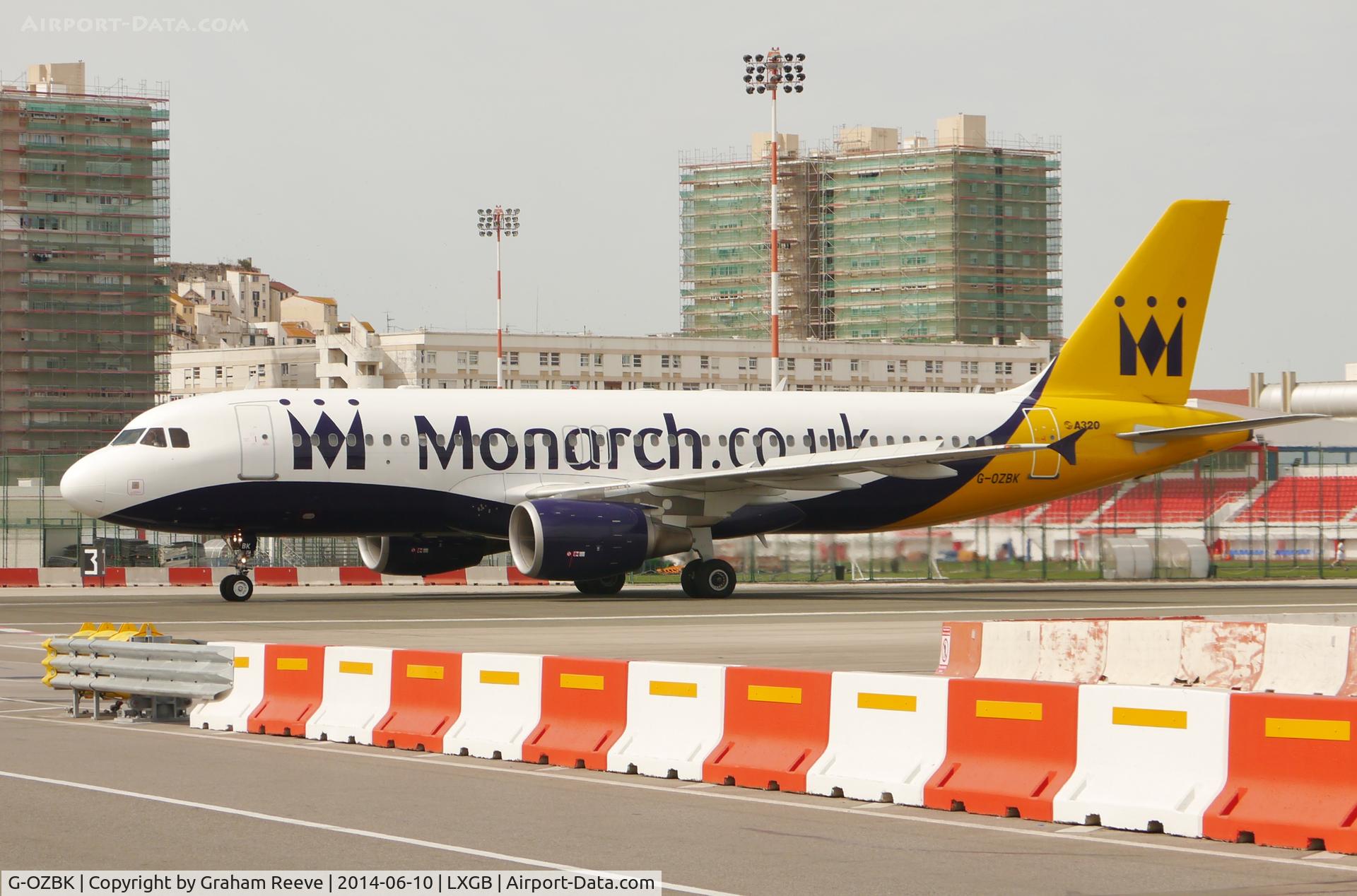 G-OZBK, 2000 Airbus A320-214 C/N 1370, Just landed at Gibraltar.