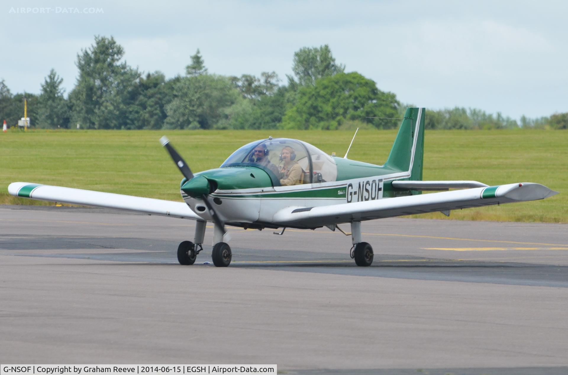 G-NSOF, 1999 Robin HR-200-120B C/N 334, Just landed at Norwich.
