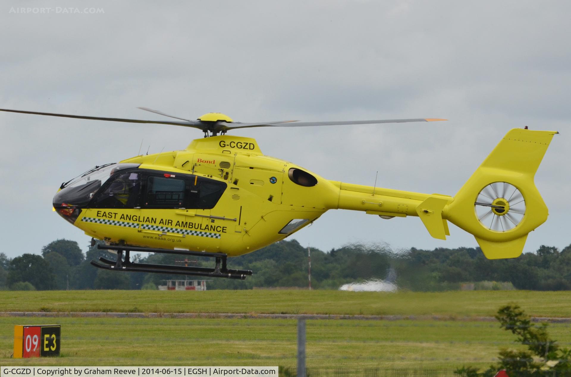 G-CGZD, 2006 Eurocopter EC-135P-2 C/N 0460, Just taken off.