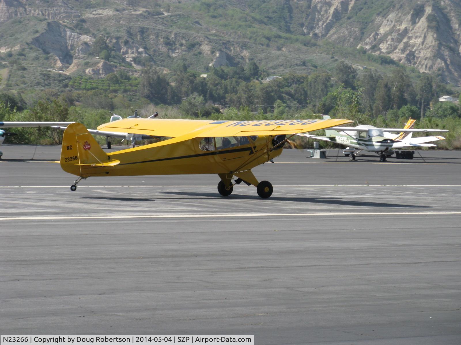 N23266, 1939 Piper J3C-65 Cub Cub C/N 3113, 1939 Piper J3C-65 CUB, Continental A&C65 65 Hp, landing roll Rwy 22