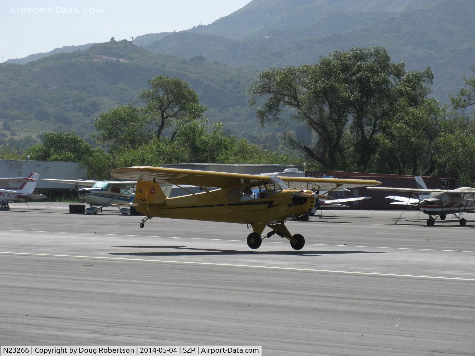 N23266, 1939 Piper J3C-65 Cub Cub C/N 3113, 1939 Piper J3C-65 CUB, Continental A&C65 65 Hp, landing Rwy 22