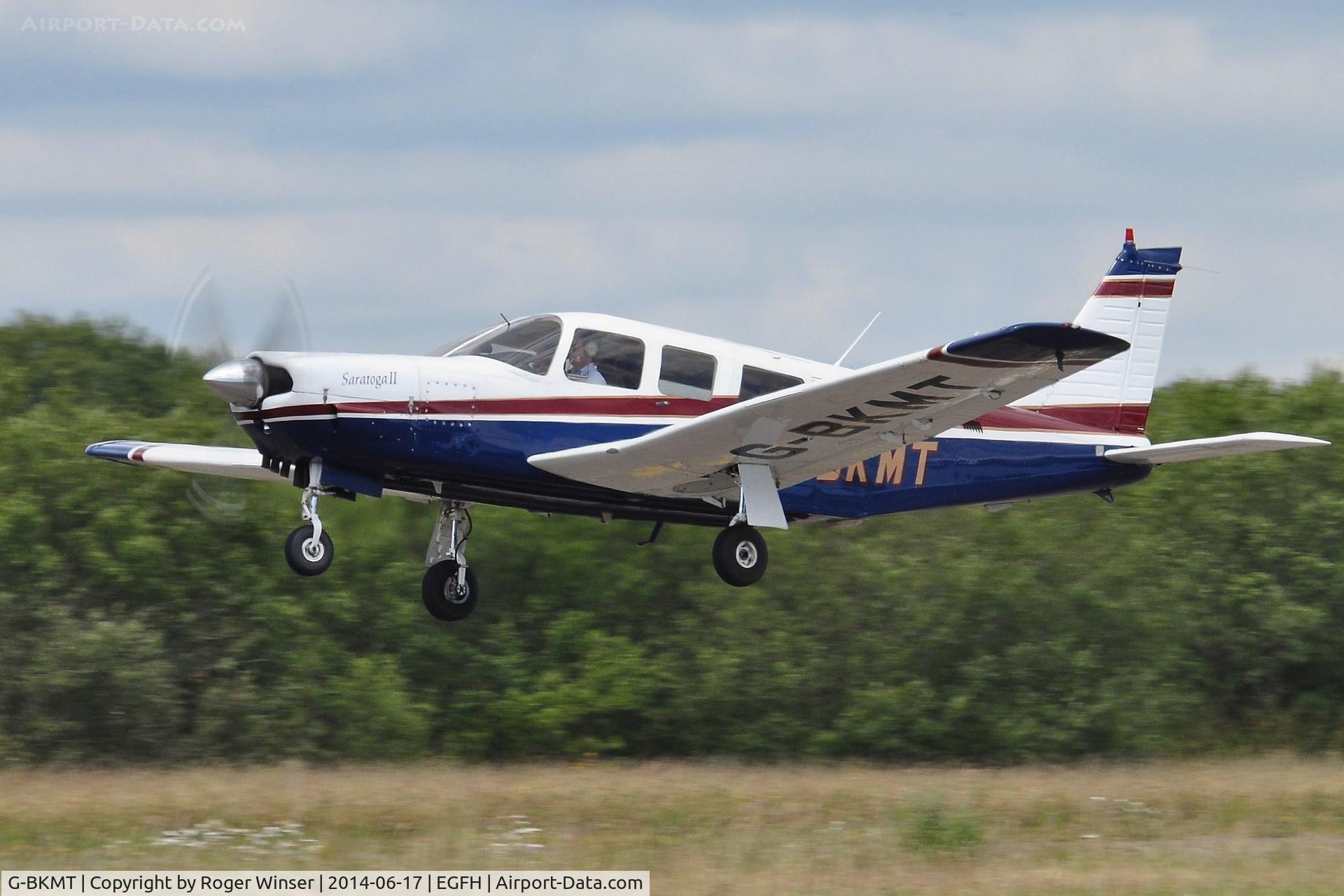 G-BKMT, 1981 Piper PA-32R-301 Saratoga SP C/N 32R-8213013, Resident Saratoga departing Runway 22. Previously registered N8005Z.