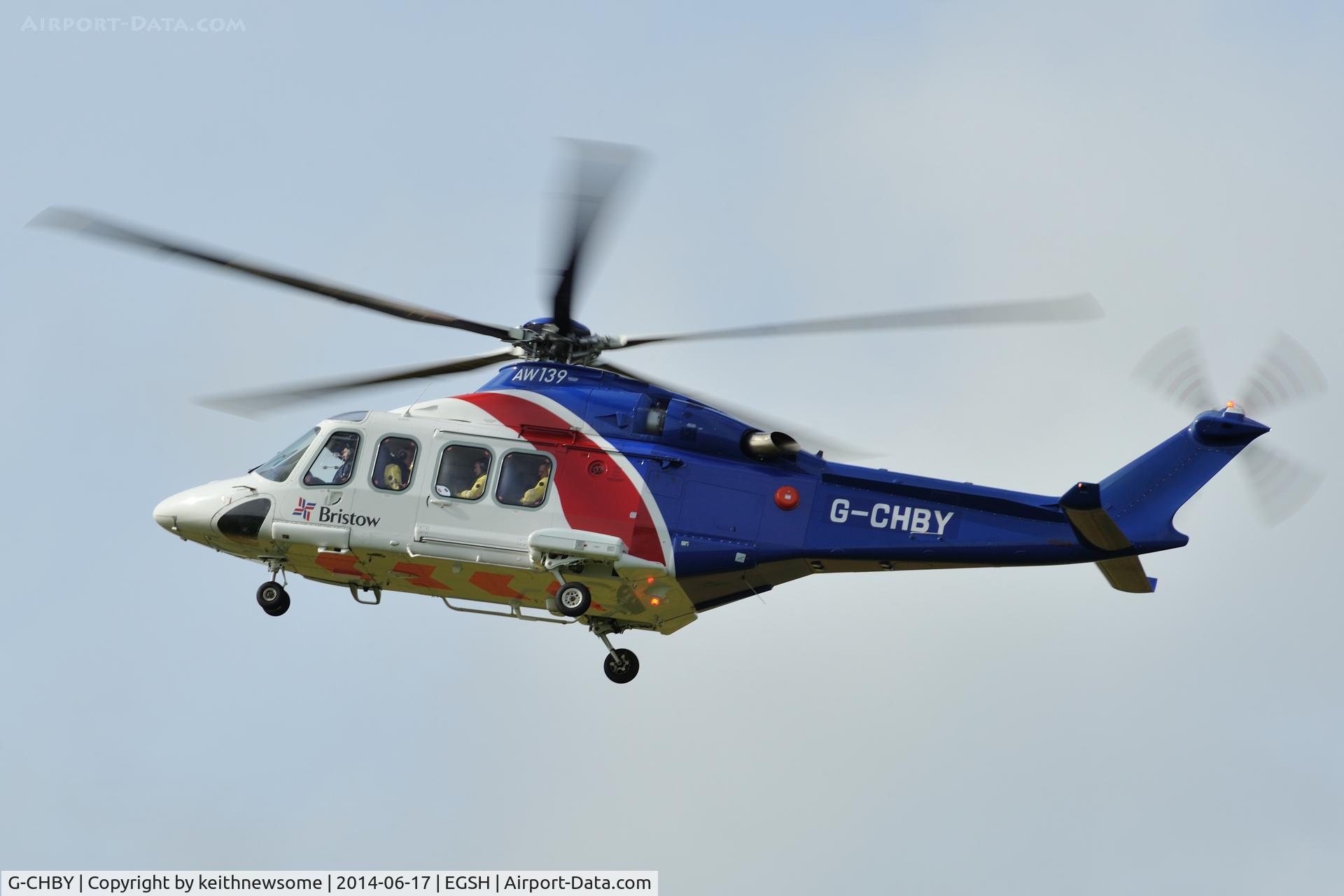 G-CHBY, 2010 AgustaWestland AW-139 C/N 31310, Landing onto runway 27.