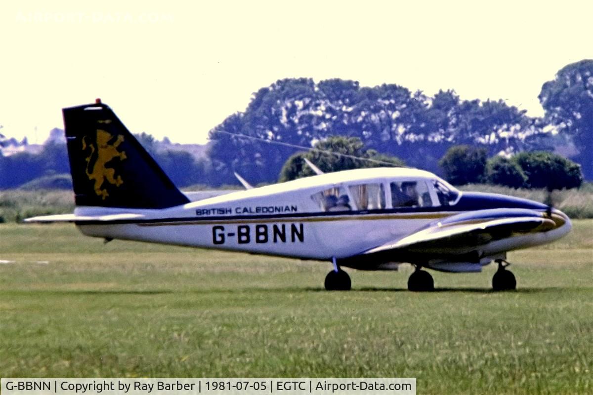 G-BBNN, 1971 Piper PA-23-250 Aztec C/N 27-4172, Piper PA-23-250 Aztec D [27-4172] (British Caledonian) Cranfield~G 05/07/1981. From a slide.