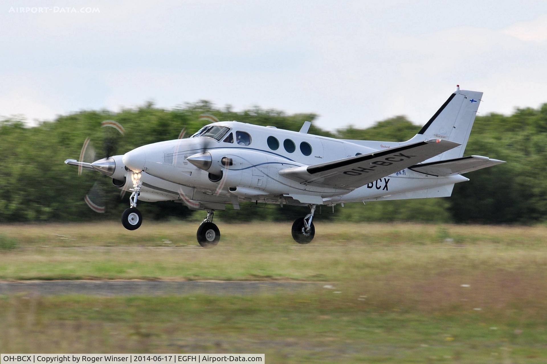 OH-BCX, 1978 Beech C90 King Air C/N LJ-770, ScanWings King Air departing Runway 22 at Swansea Airport.