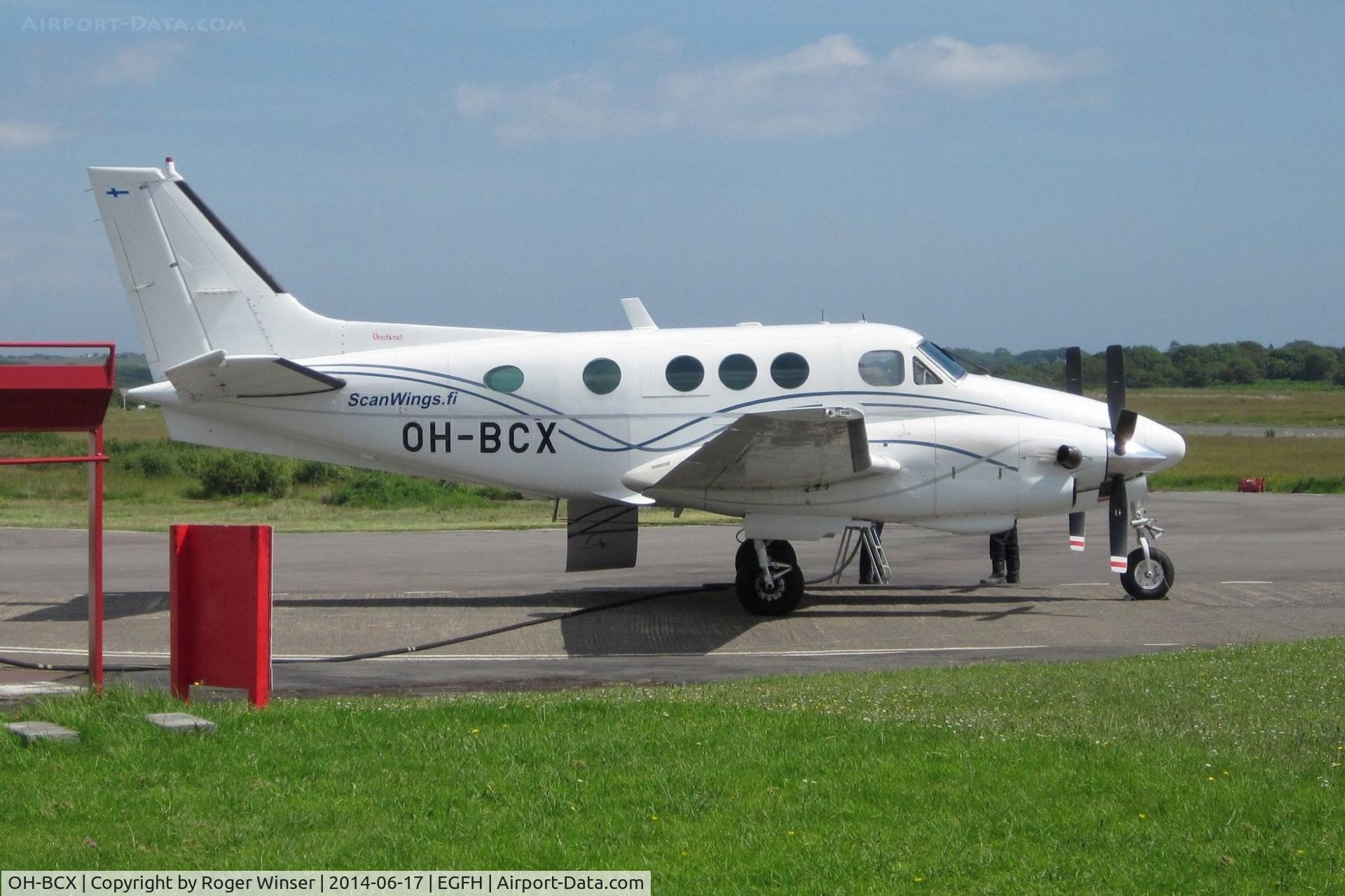 OH-BCX, 1978 Beech C90 King Air C/N LJ-770, ScanWings King Air taking on fuel at Swansea Airport.