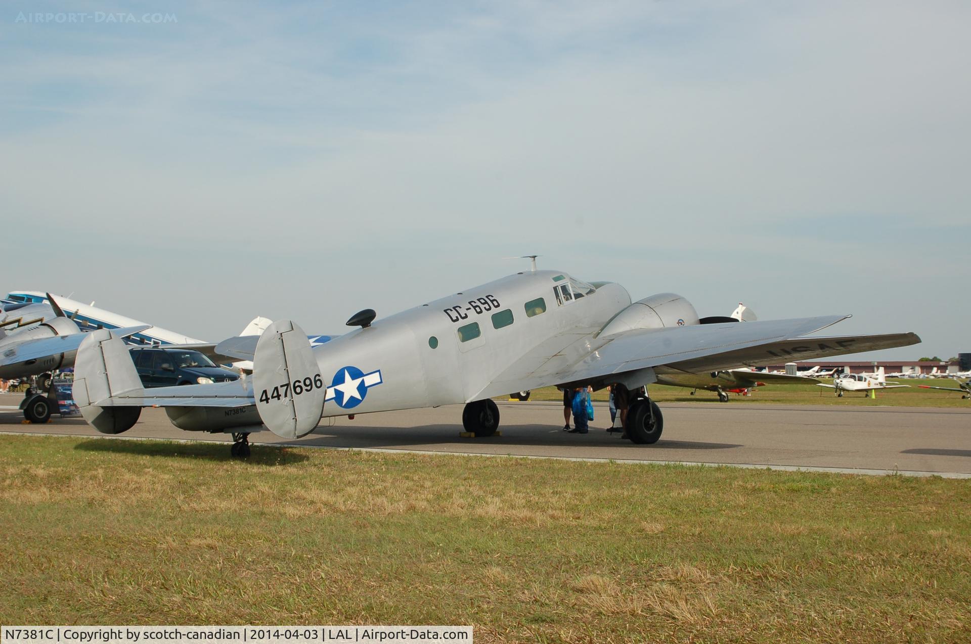 N7381C, 1944 Beech C18S C/N 8104, 1944 Beech C18S, N7381C, at 2014 Sun n Fun, Lakeland Linder Regional Airport, Lakeland, FL