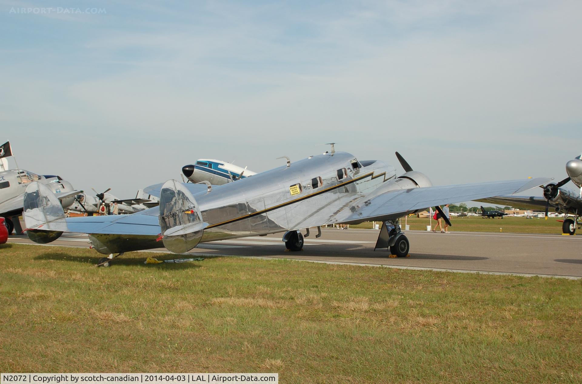 N2072, 1936 Lockheed 12A Electra Junior C/N 1208, 1936 Lockheed 12A, N2072, at 2014 Sun n Fun, Lakeland Linder Regional Airport, Lakeland, FL