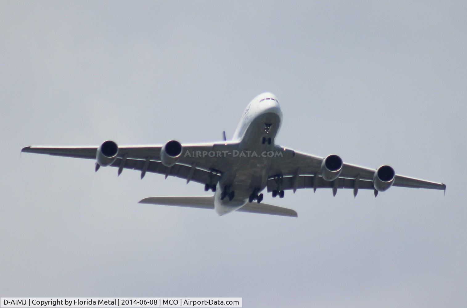 D-AIMJ, 2011 Airbus A380-841 C/N 073, Lufthansa A380 diverted from MIA due to storms, landing 18R at MCO - taken from my backyard