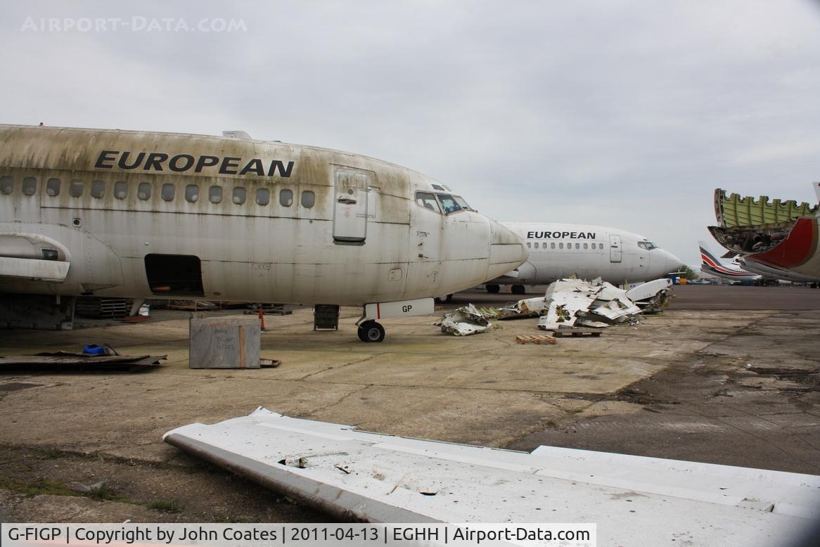 G-FIGP, 1983 Boeing 737-2E7 C/N 22875, With G-CEAH in the scrap area