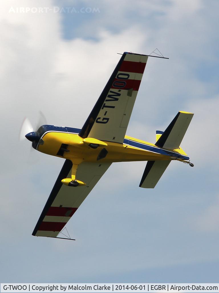 G-TWOO, 1996 Extra EA-300/200 C/N 05, Extra EA-300-200 at The Real Aeroplane Club's Biplane and Open Cockpit Fly-In, Breighton Airfield UK, June 1st 2014.