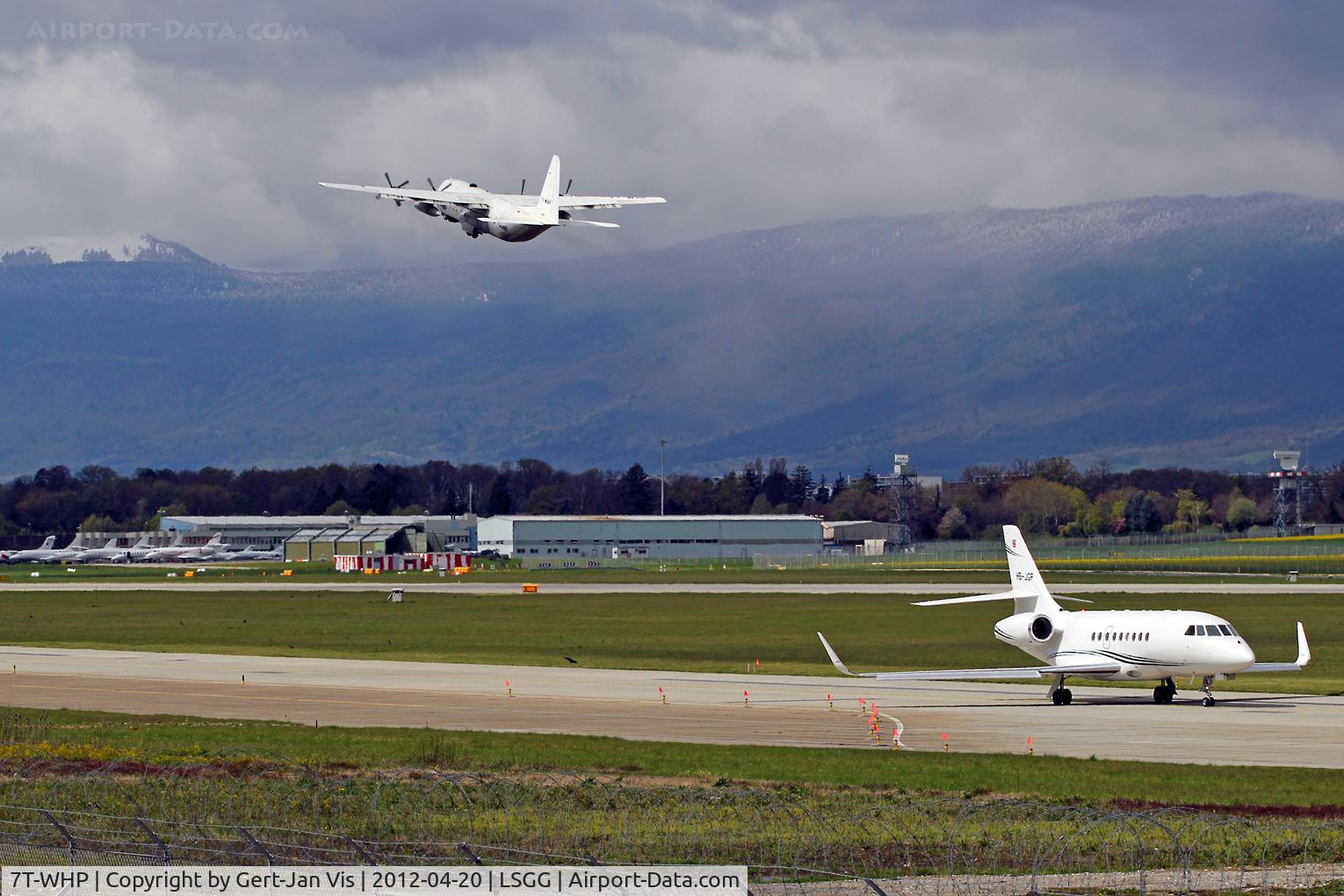 7T-WHP, 1982 Lockheed C-130H-30 Hercules C/N 382-4921, 7T-WHP taking off while HB-JGF is taxiing out
