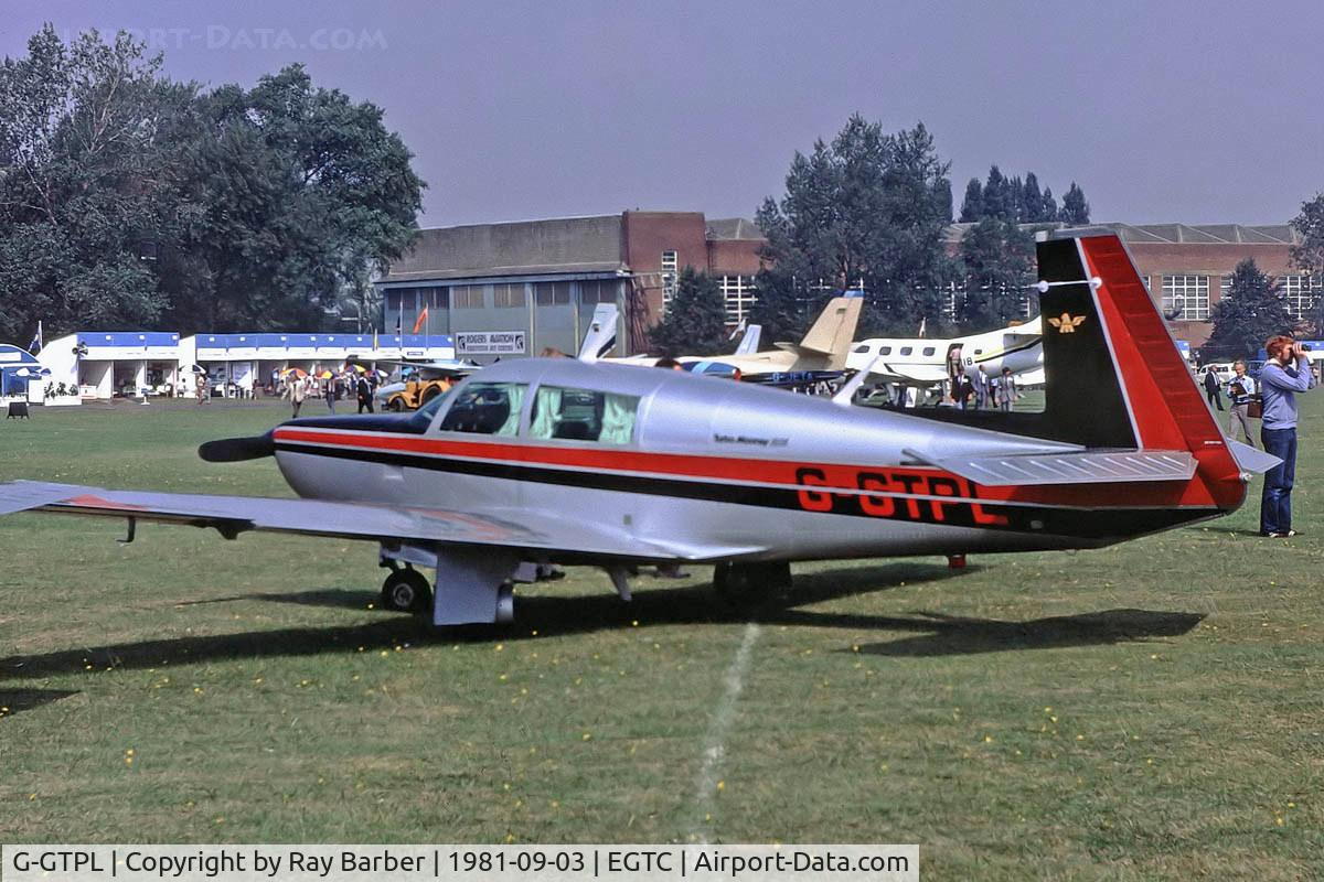 G-GTPL, 1980 Mooney M20K C/N 25-0301, Mooney M.20K Model 231 [25-0301] Cranfield~D 03/09/1981. From a slide.