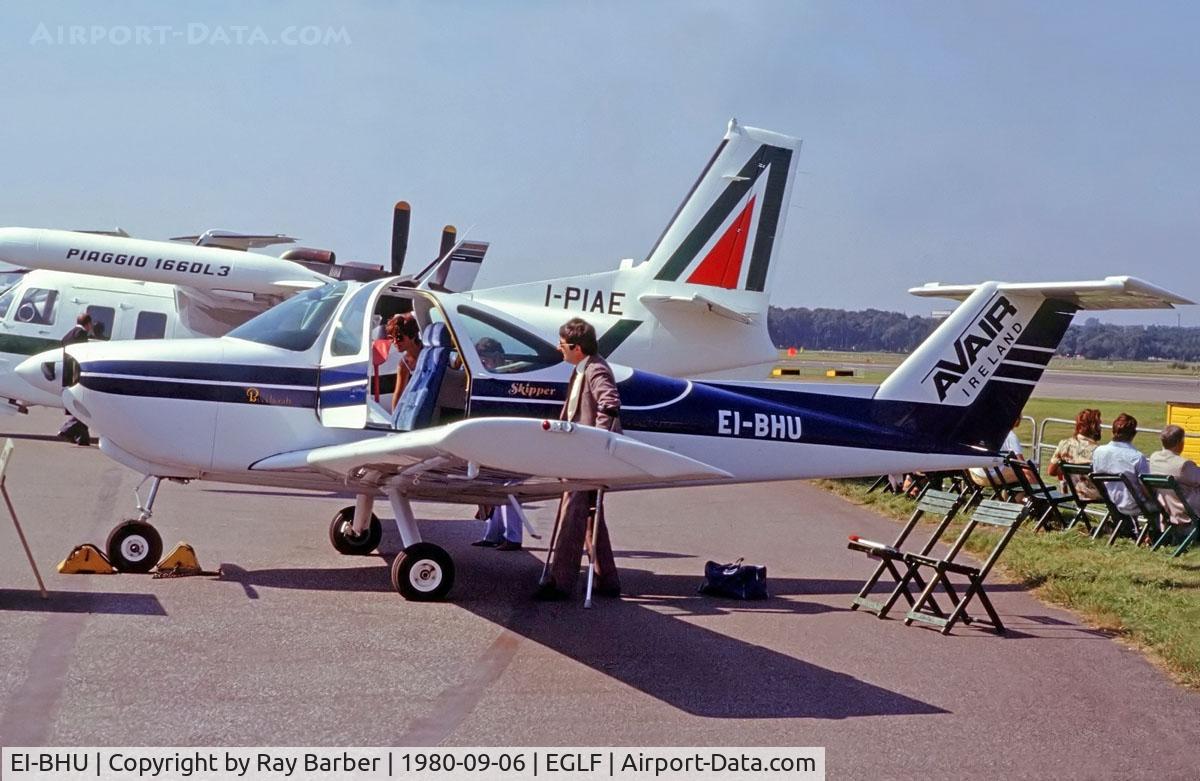 EI-BHU, Beechcraft 77 Skipper C/N WA-78, Beech 77 Skipper [WA-78] Farnborough~G 06/09/1980. From a slide.
