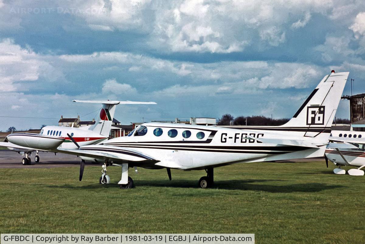G-FBDC, 1978 Cessna 340 C/N 340-0442, Cessna 340A [340A-0442] Staverton~G 19/03/1981. From a slide.