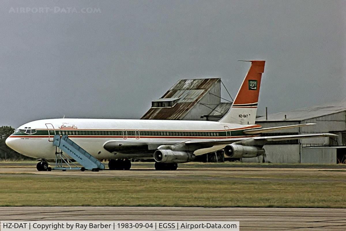 HZ-DAT, 1959 Boeing 707-123B C/N 17644, Boeing 707-123B [17644] (Dallah Avco) Stansted~G 04/09/1983. From a slide. 