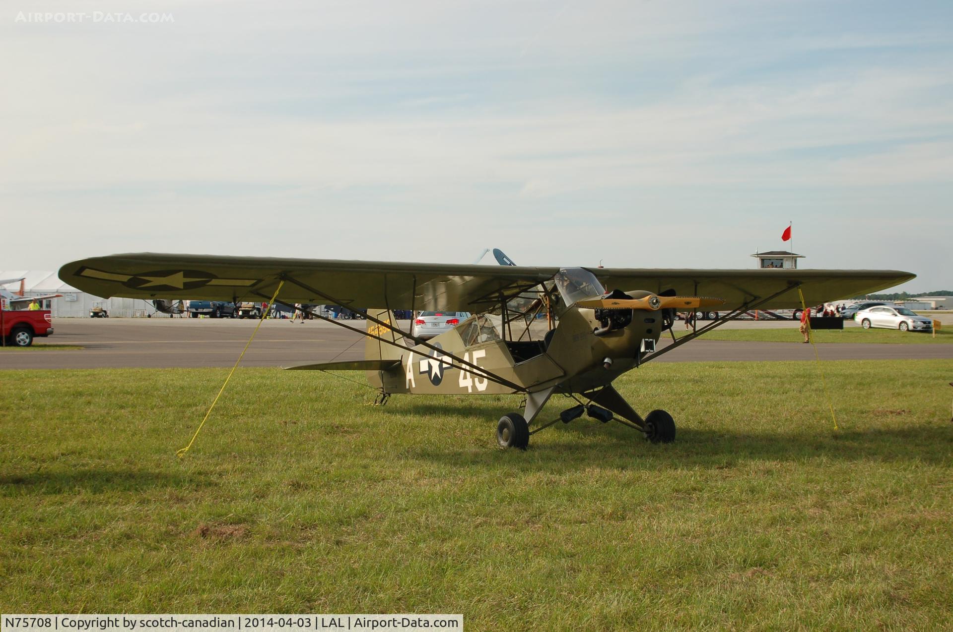 N75708, 1945 Piper J3C-65 Cub Cub C/N 13296, 1945 Piper J3C-65, N75708, at 2014 Sun n Fun, Lakeland Linder Regional Airport, Lakeland, FL