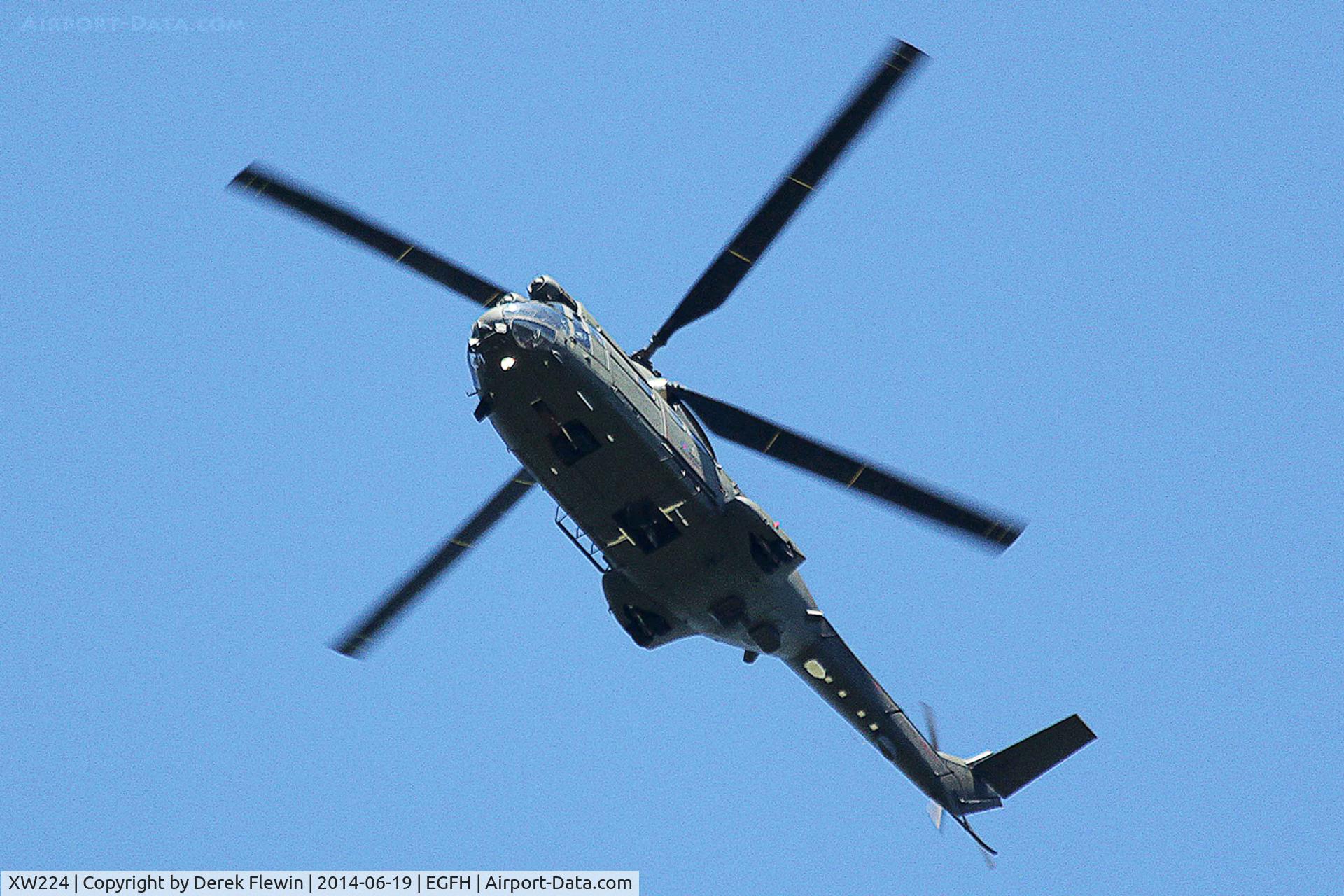 XW224, 1972 Westland Puma HC.2 C/N 1166, Puma HC.2, call sign BDN035, seen in the overhead at EGFH, leading another Puma.