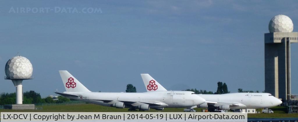 LX-DCV, 1990 Boeing 747-4B5F/SCD C/N 24619, LX-DCV alongside LX-ACV at ELLX, Cargolux main hub.