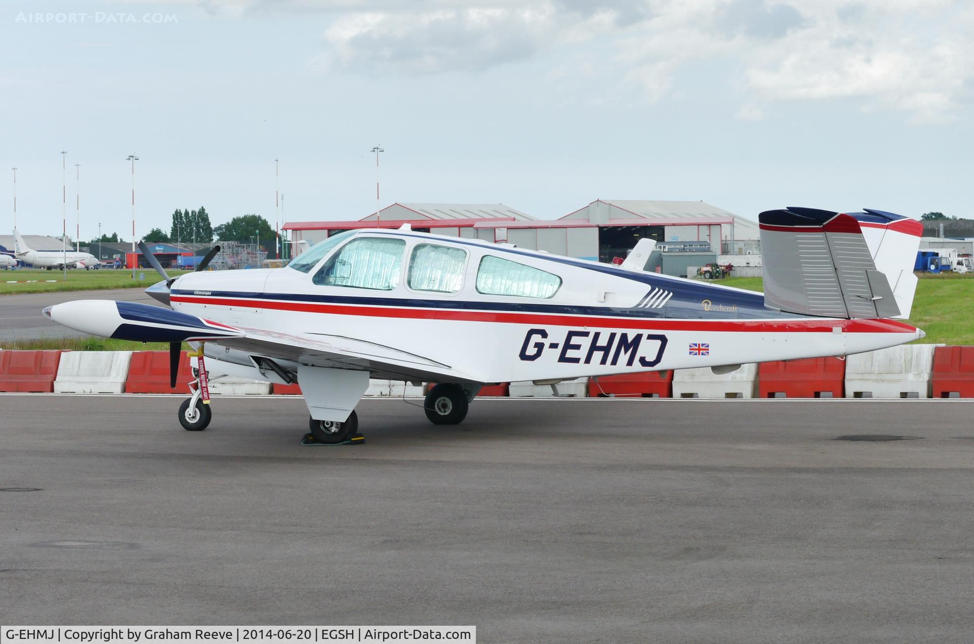 G-EHMJ, 1965 Beech S35 Bonanza Bonanza C/N D-7879, Parked at Norwich.