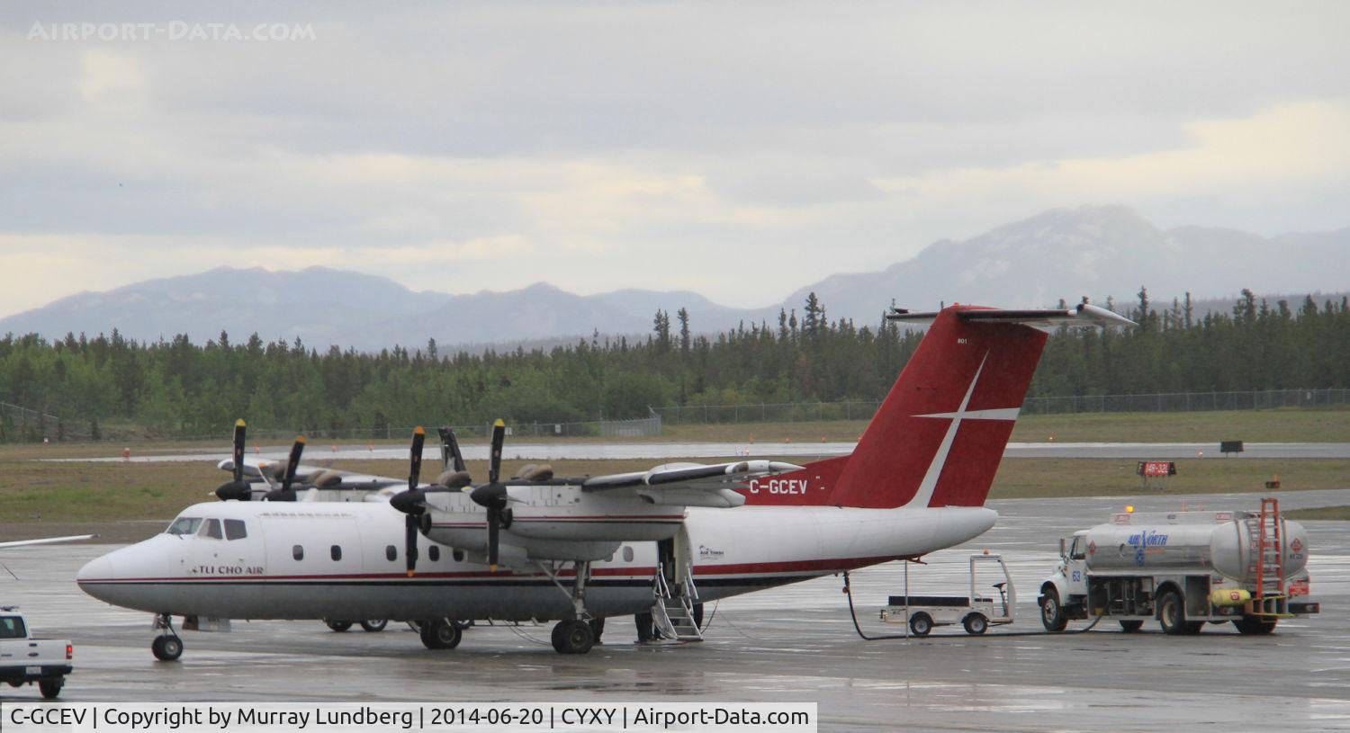 C-GCEV, 1981 De Havilland Canada DHC-7-103 Dash 7 C/N 63, On the ramp at Whitehorse, Yukon.