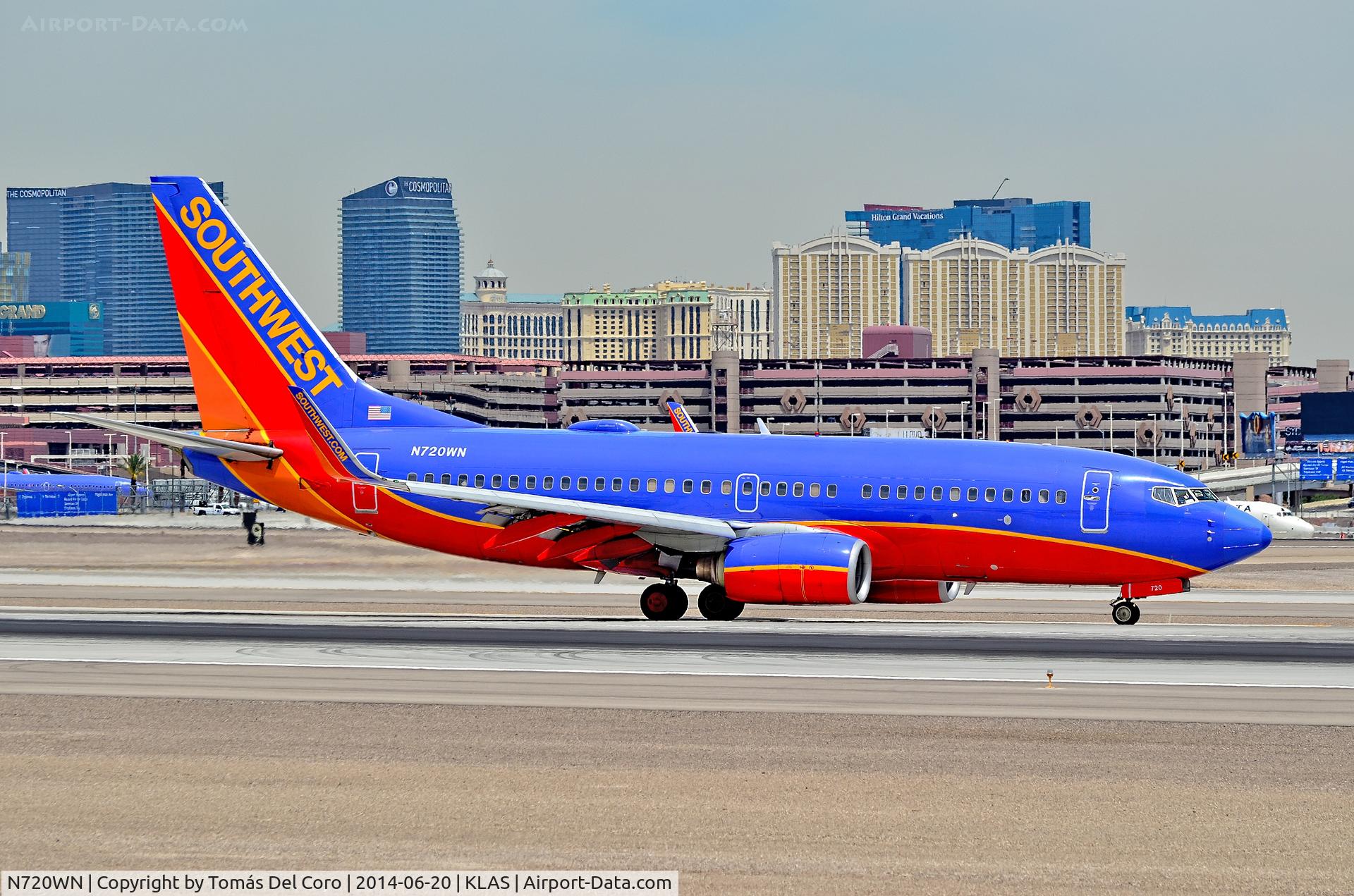 N720WN, 1998 Boeing 737-7H4 C/N 27854, N720WN Southwest Airlines 1998  Boeing 737-7H4(WL)  (cn 27854)

McCarran International Airport (KLAS)
Las Vegas, Nevada
TDelCoro
June 20, 2014