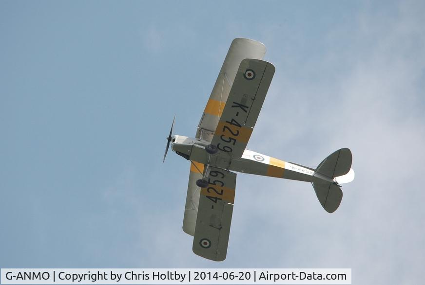 G-ANMO, 1935 De Havilland DH-82A Tiger Moth II C/N 3255, Flying over Amwell, Herts on 20.6.14