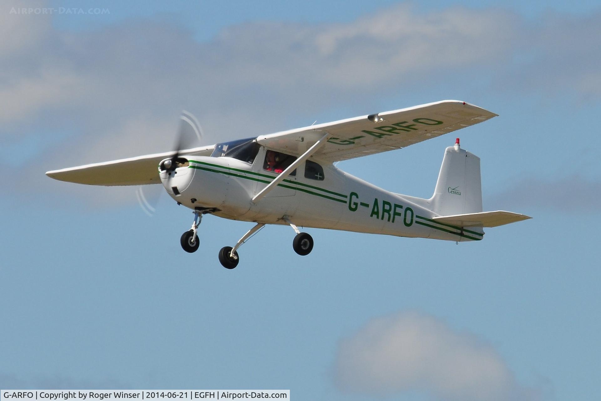 G-ARFO, 1961 Cessna 150A C/N 15059174, Visiting 150 departing Runway 22. Previously registered N7074X.