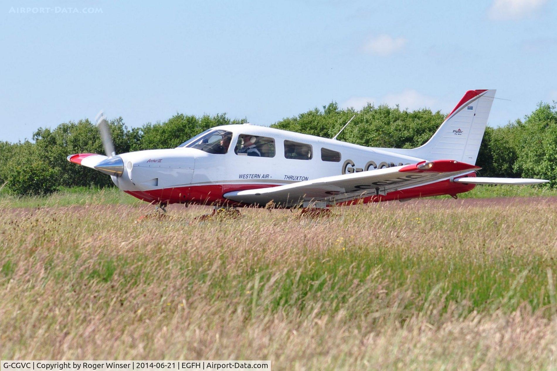 G-CGVC, 2008 Piper PA-28-181 Cherokee Archer III C/N 2843669, Visiting Cherokee Archer III operated by Western Air (Thruxton). Previously registered OK-INT.