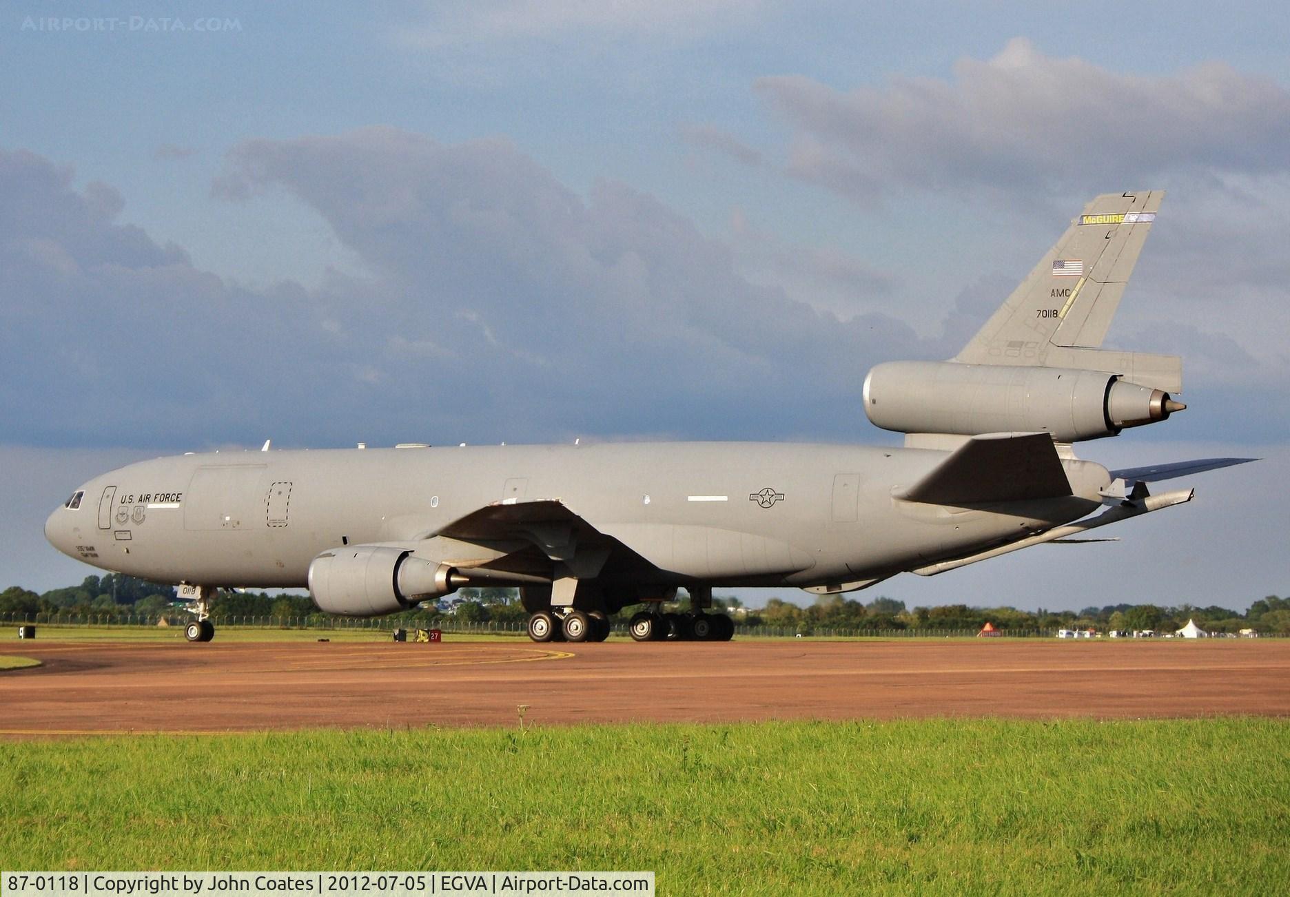 87-0118, 1987 McDonnell Douglas KC-10A Extender C/N 48304, Arriving RIAT