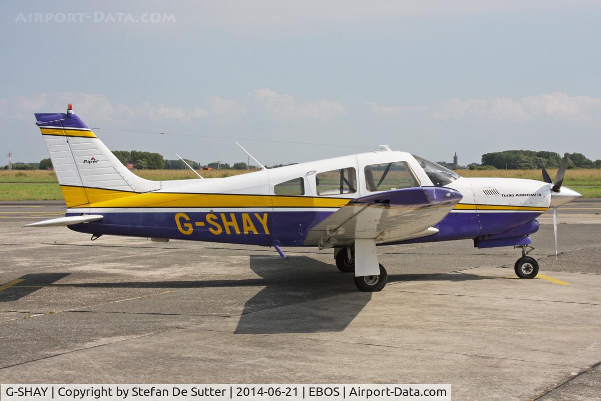 G-SHAY, 1977 Piper PA-28R-201T Cherokee Arrow III C/N 28R-7703365, Parked on Apron 3.