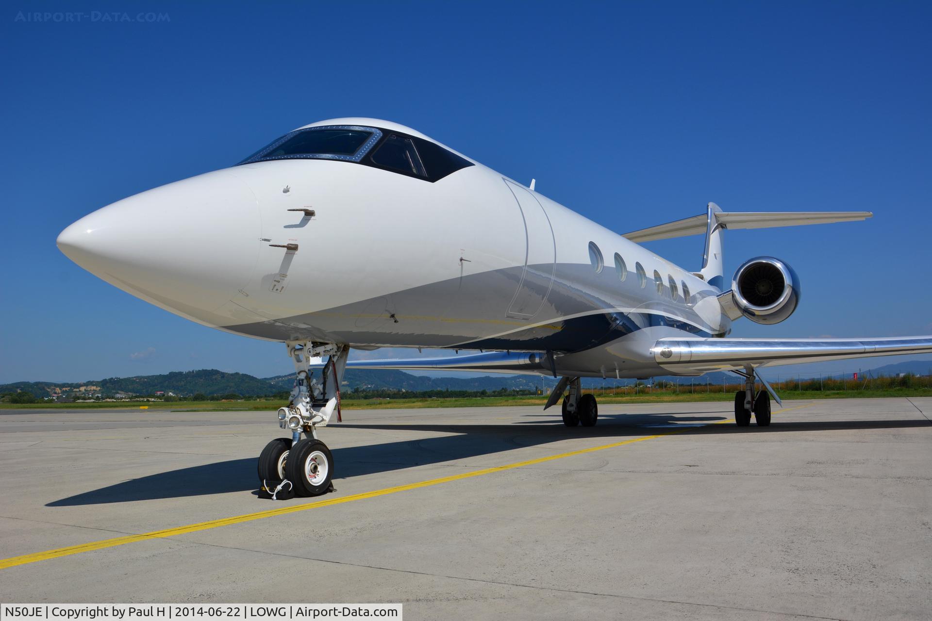 N50JE, 1999 Gulfstream G-V C/N 567, At LOWG, Bussines flight for Formula1 GP of Austria