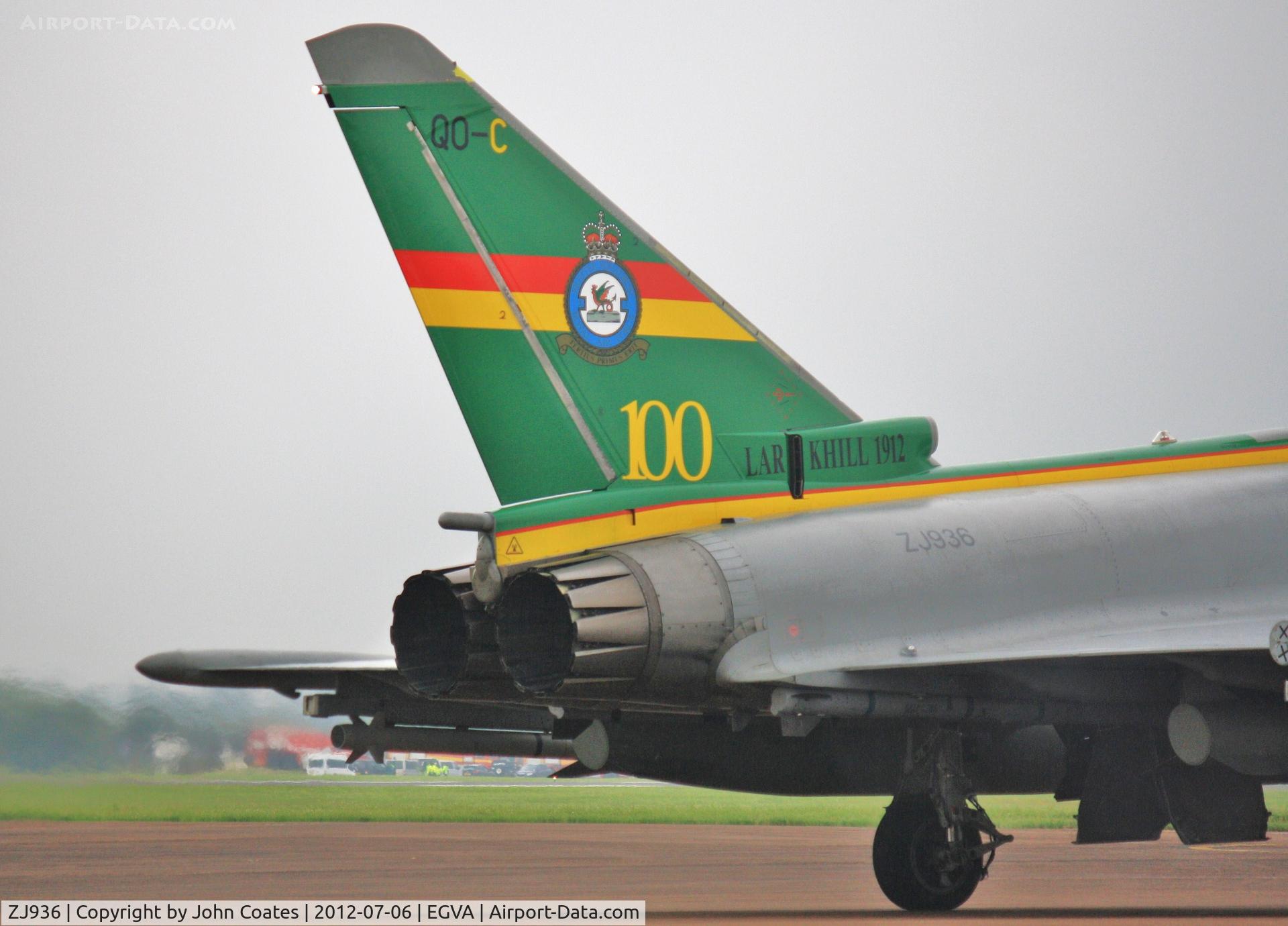 ZJ936, 2007 Eurofighter EF-2000 Typhoon FGR4 C/N 0119/BS027, Damp RIAT arrival