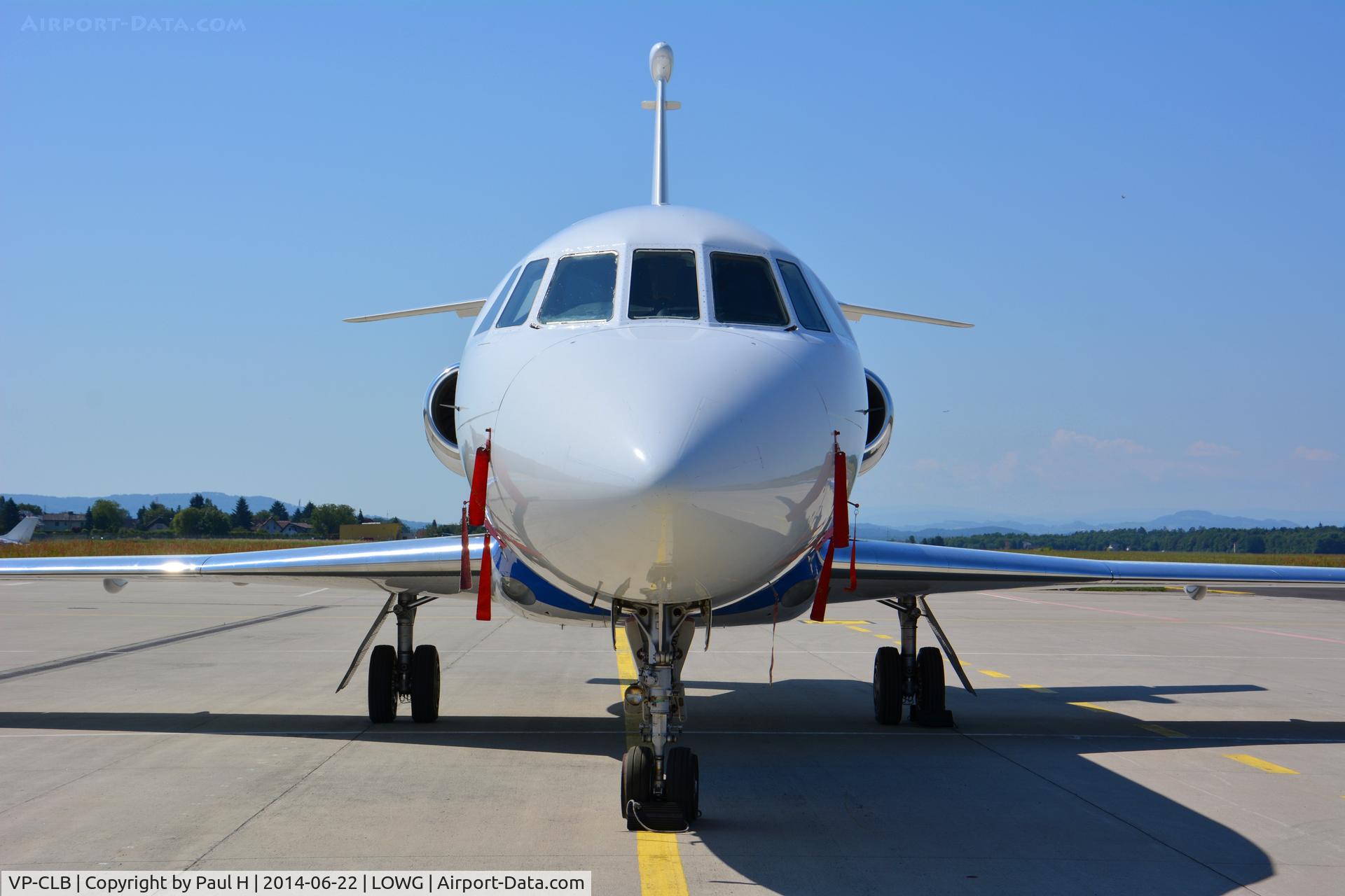 VP-CLB, 1998 Dassault Falcon 900EX C/N 34, At LOWG, Bussines flight for Formula1 GP of Austria