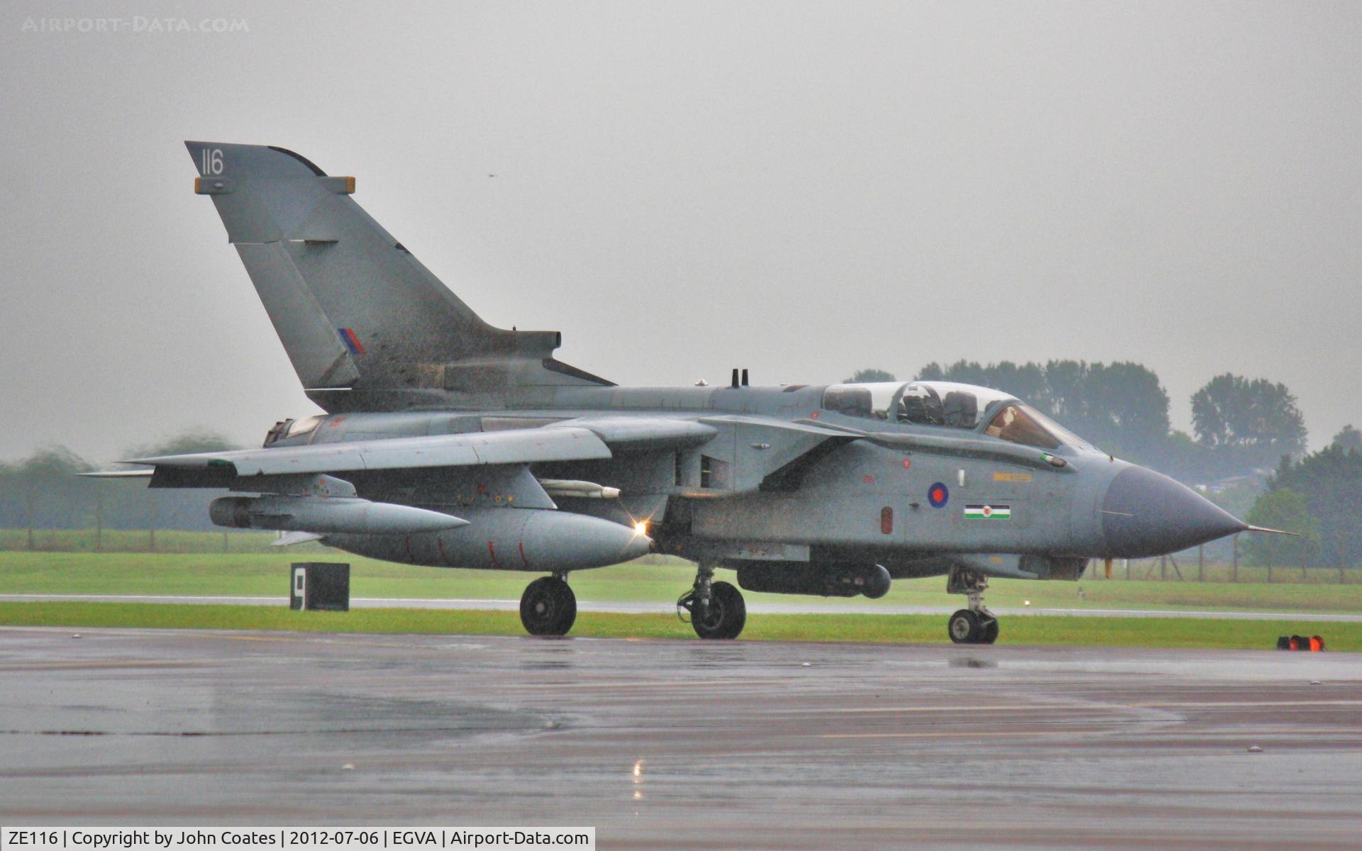 ZE116, 1986 Panavia Tornado GR.4A C/N 502/BS160/2502, Wet RIAT arrival