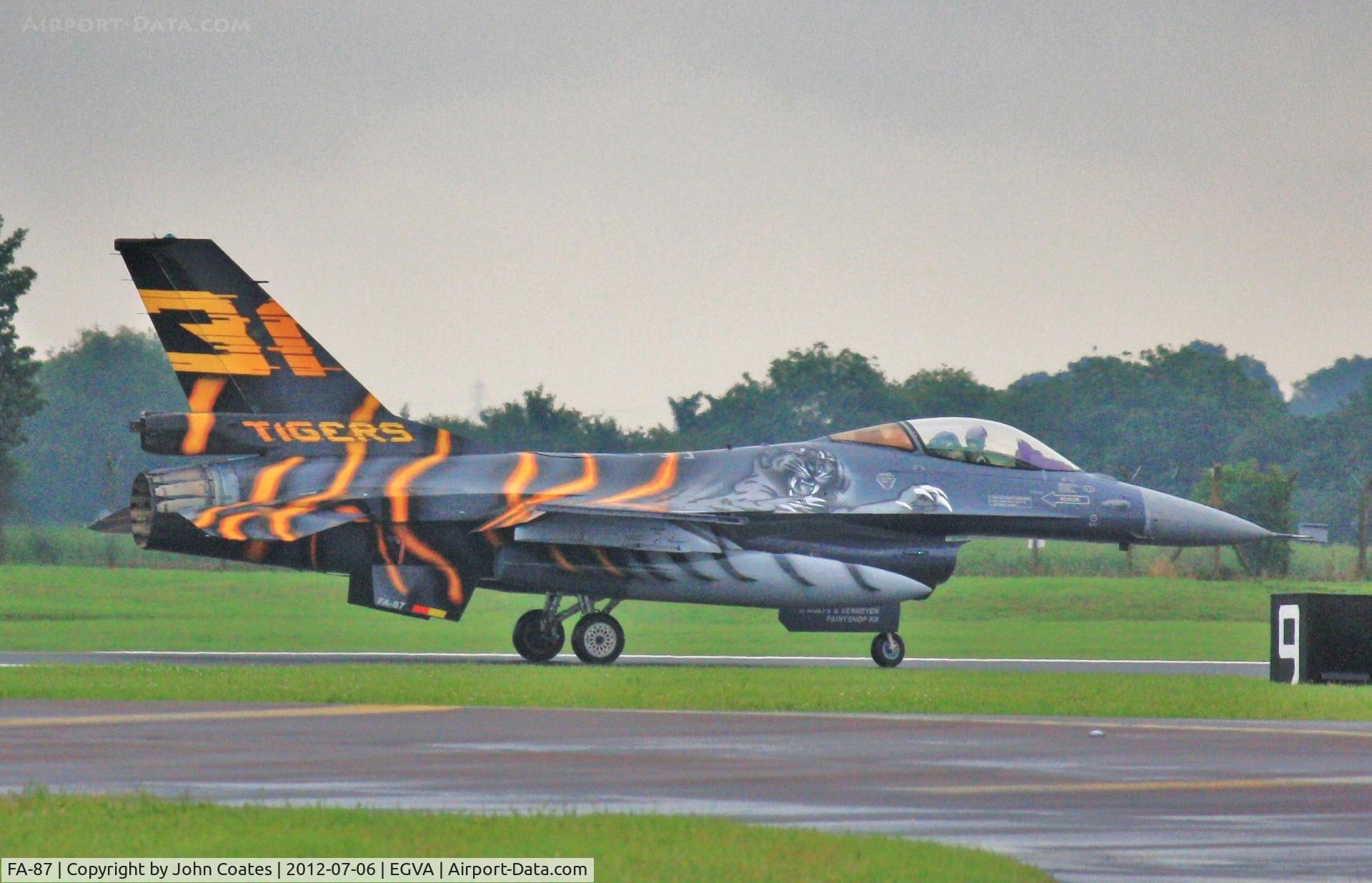FA-87, SABCA F-16AM Fighting Falcon C/N 6H-87, Wet RIAT arrival