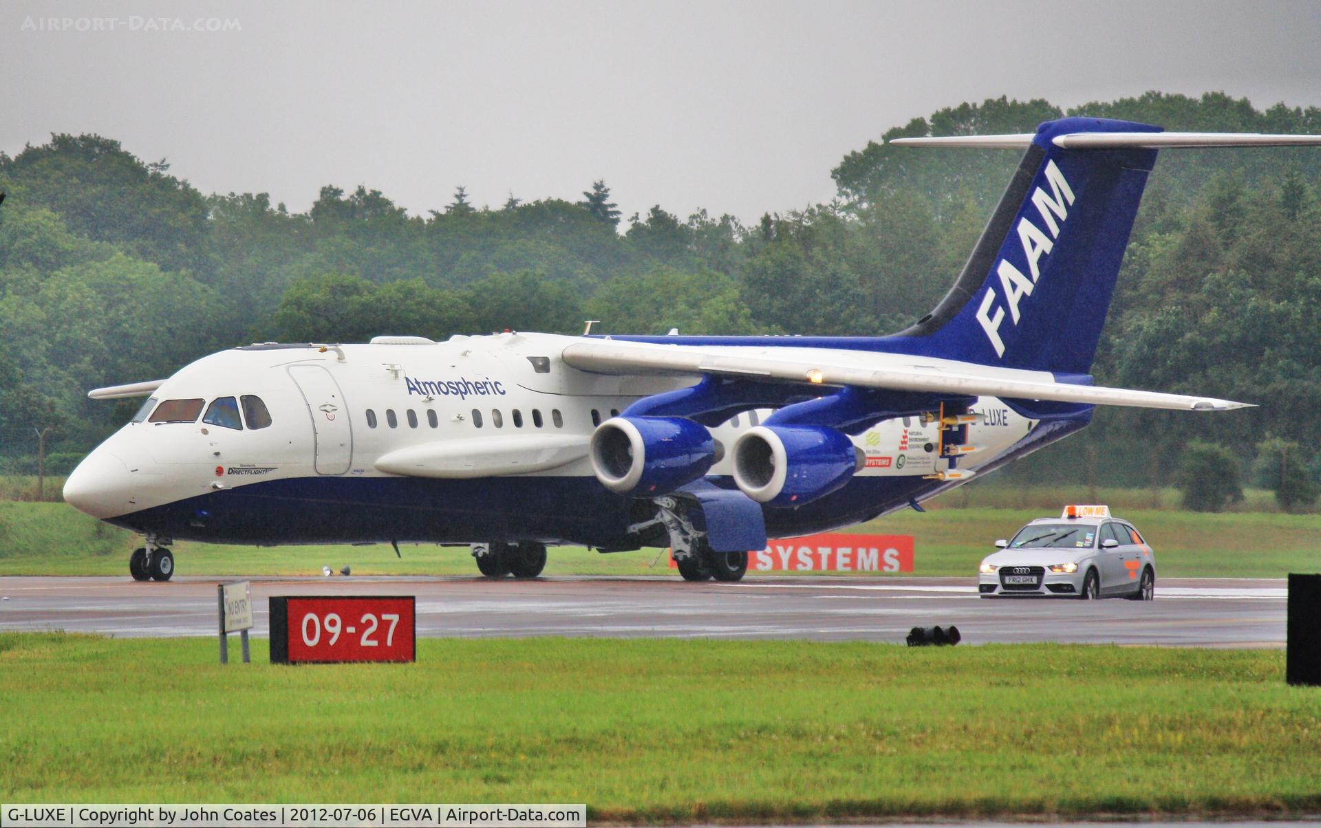 G-LUXE, 1981 British Aerospace BAe.146-301 C/N E3001, Wet RIAT arrival